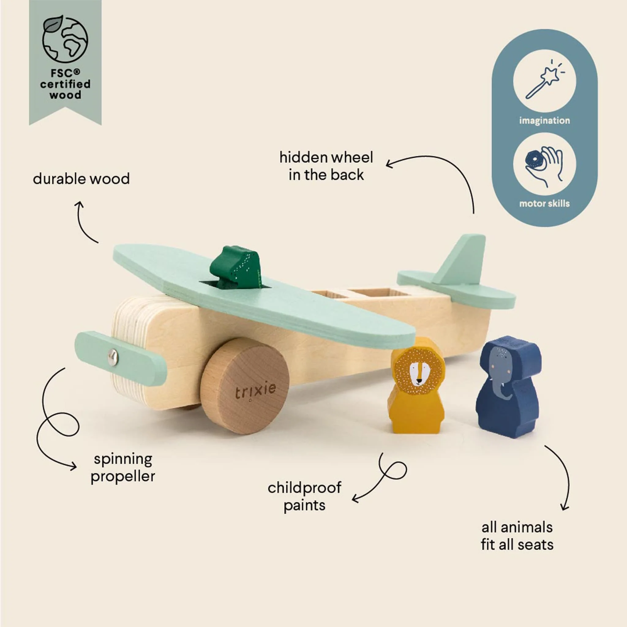Avion en Bois Animaux - Image 3