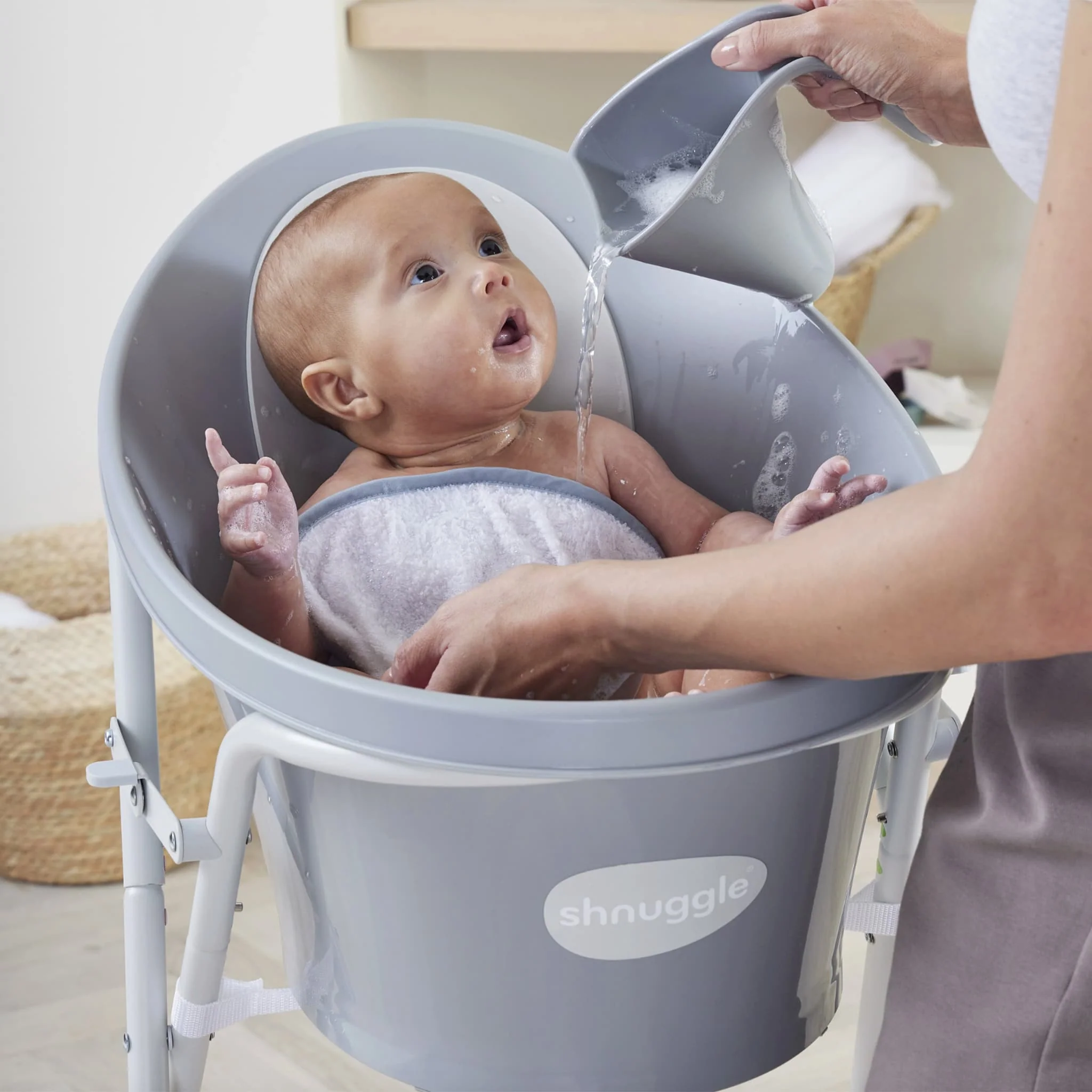 Baignoire pour Nouveau-né avec Coussin de Siège Shnuggle -Taupe - Image 3