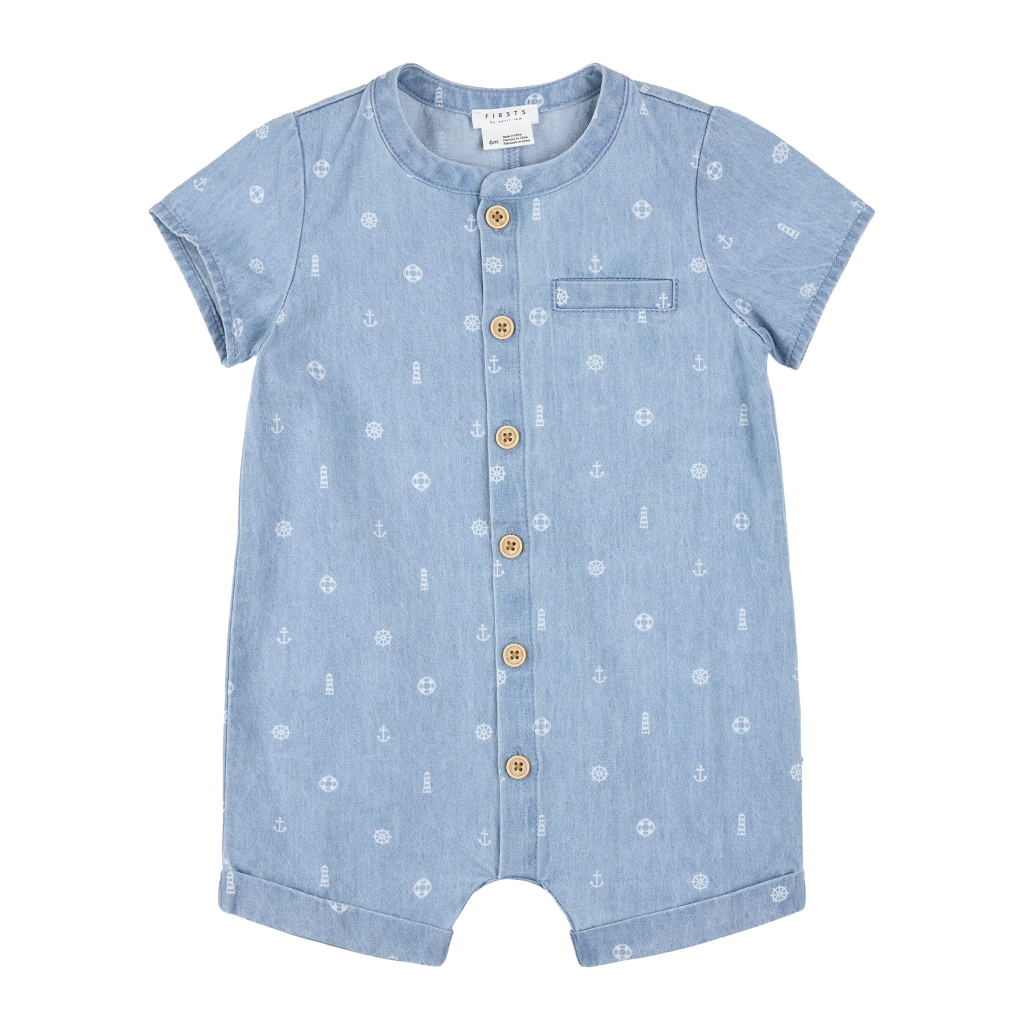 Barboteuse Chambray Voilier3-24mois