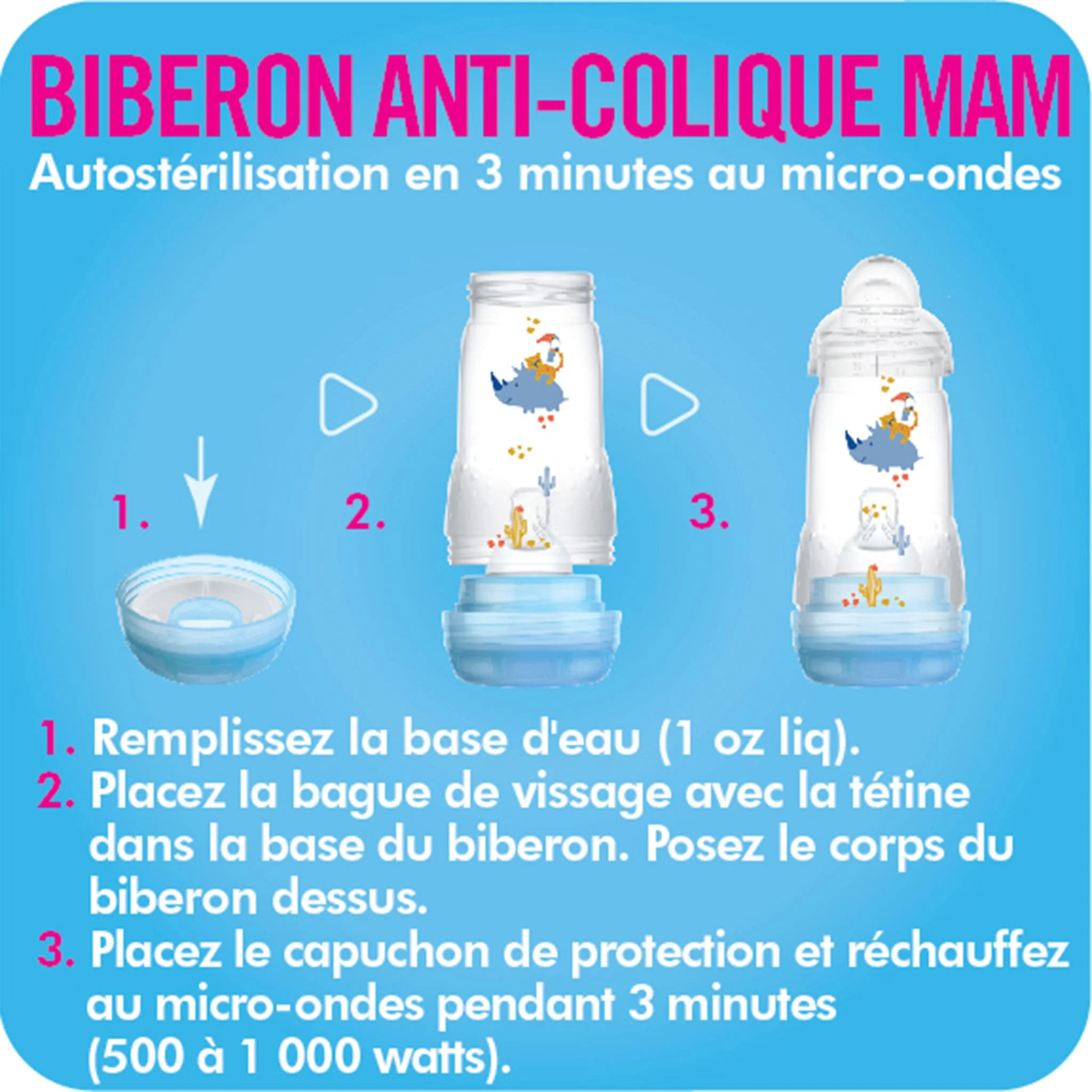 Biberons (2) Anti-Colique Mam 9oz  - Bleu - Image 3