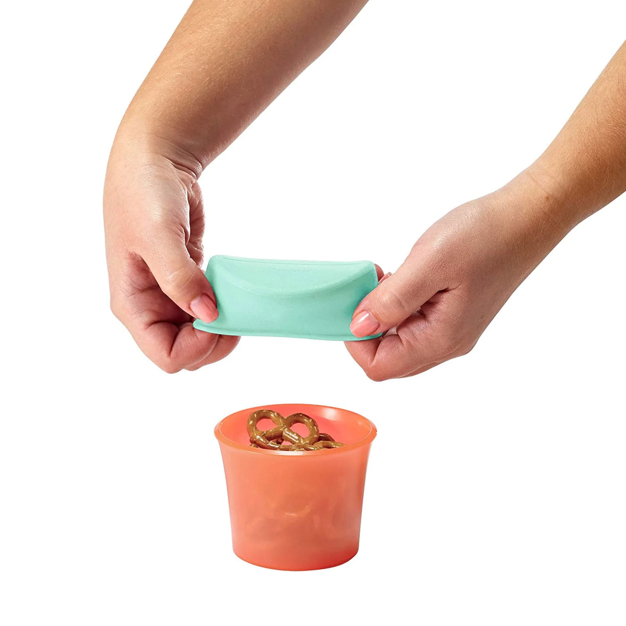 Bol à Collation avec Couvercle en Silicone - Marine / Orange - Image 3