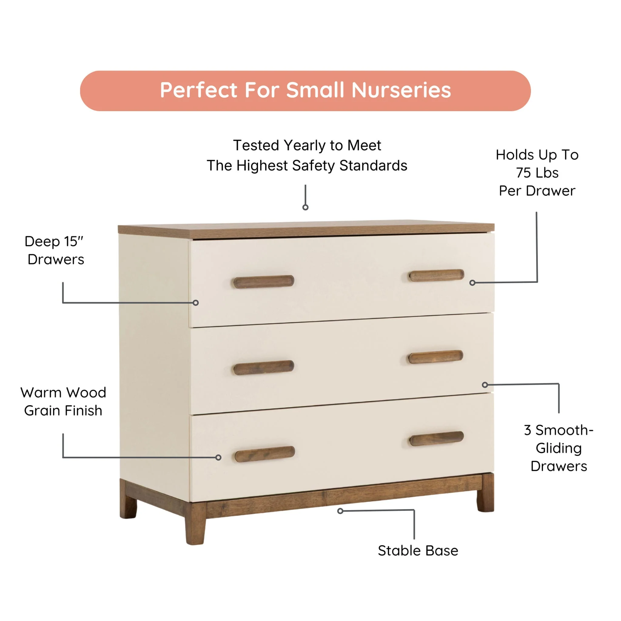 Commode 3 Tiroirs Lala - Amande Noyer - Image 8