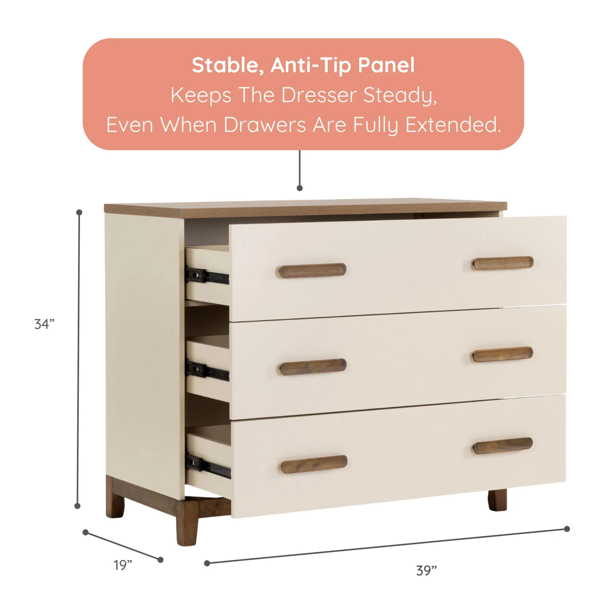 Commode 3 Tiroirs Lala - Amande Noyer - Image 9