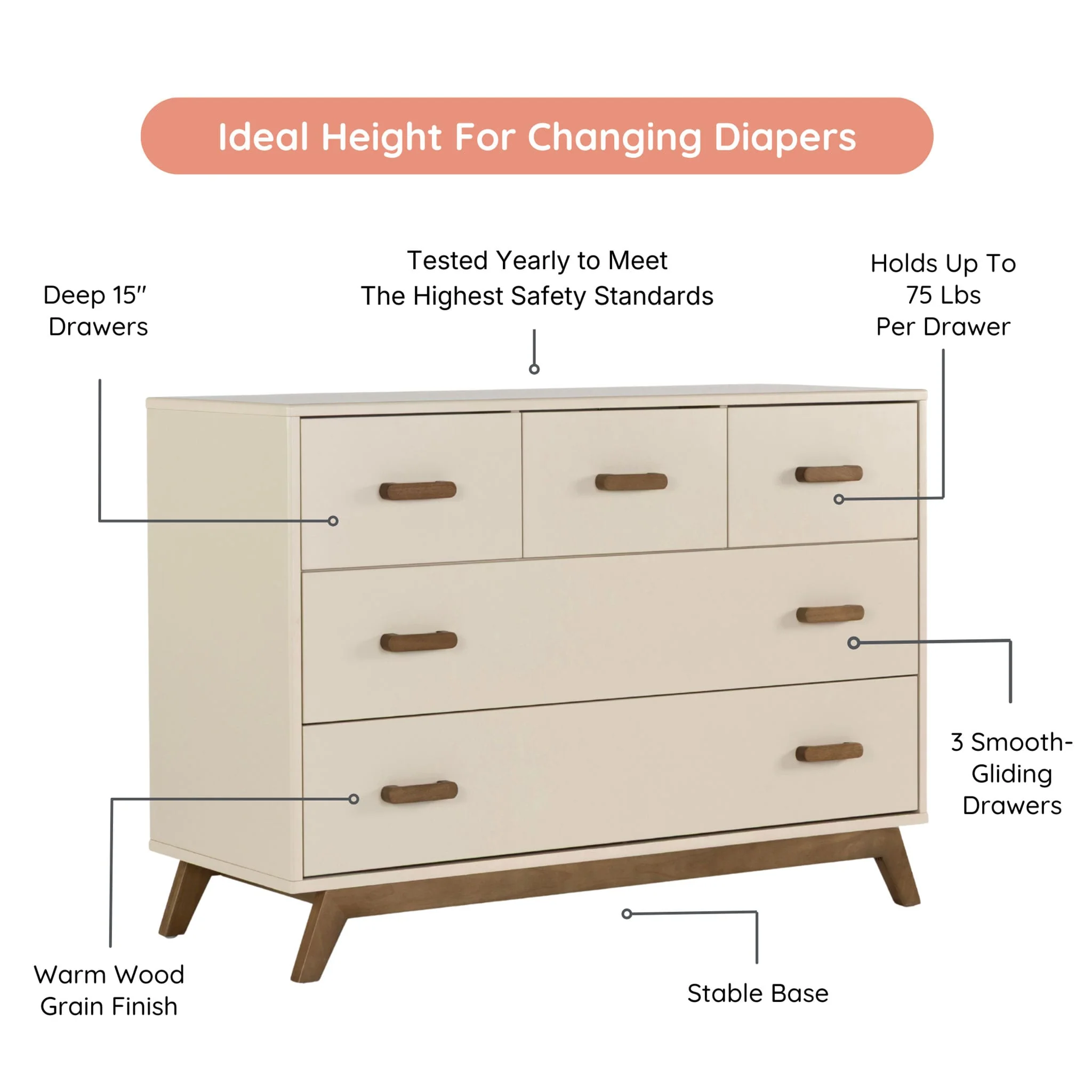 Commode  5 Tiroirs  Soho - Amande Noyer - Image 8