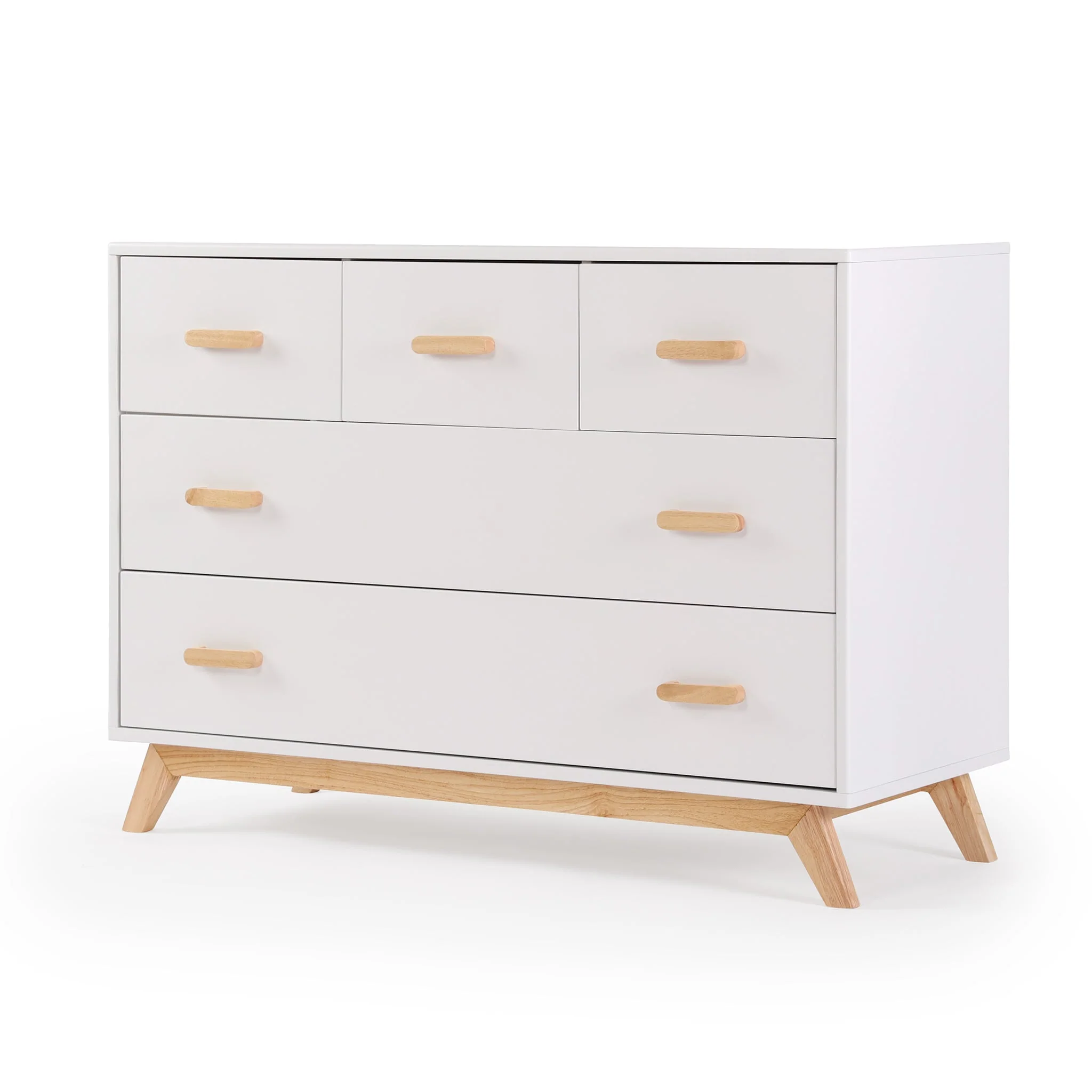 Commode 5 tiroirs Soho - Blanc / Naturel - Image 3