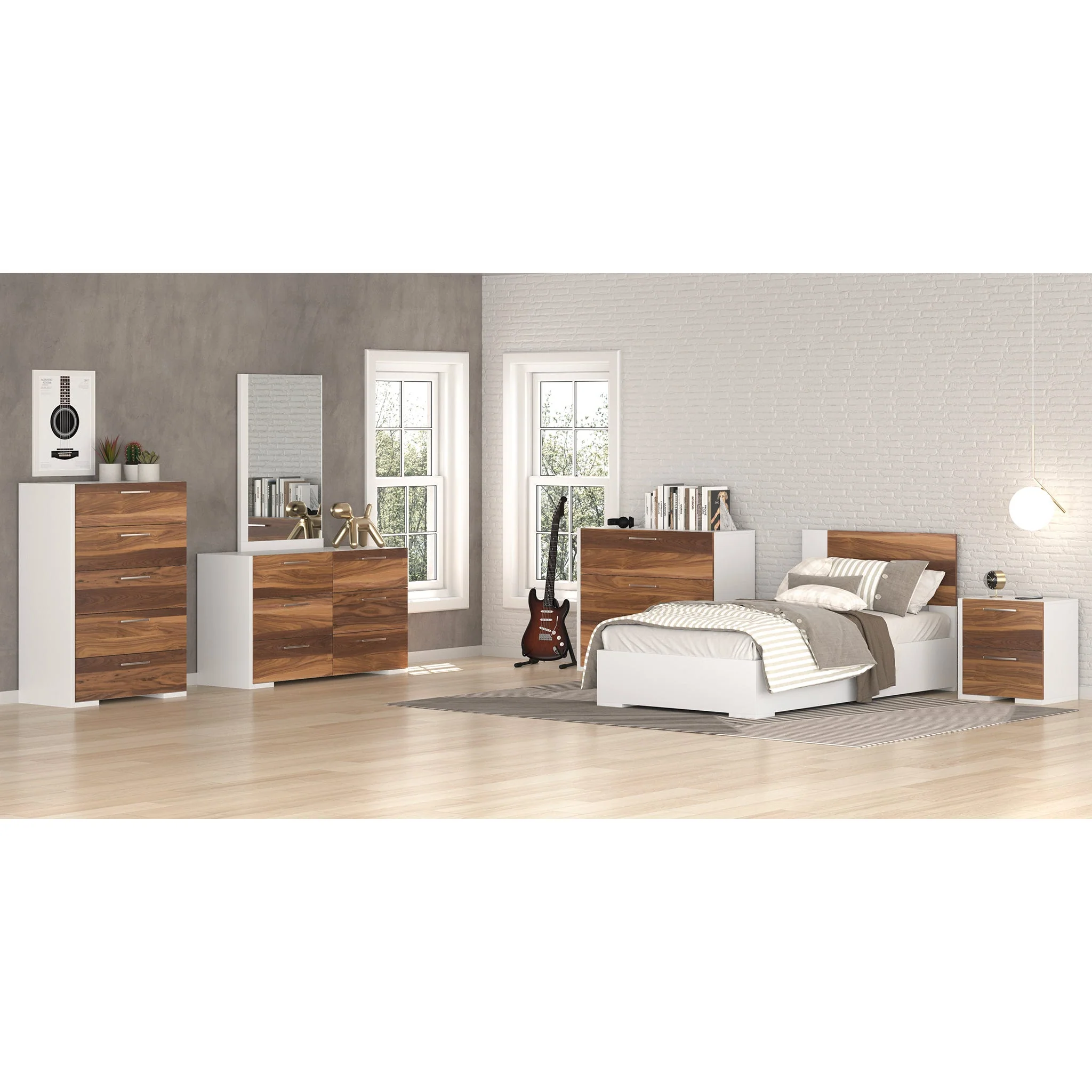 Commode 5 Tiroirs - Blanc Noyer - Image 2
