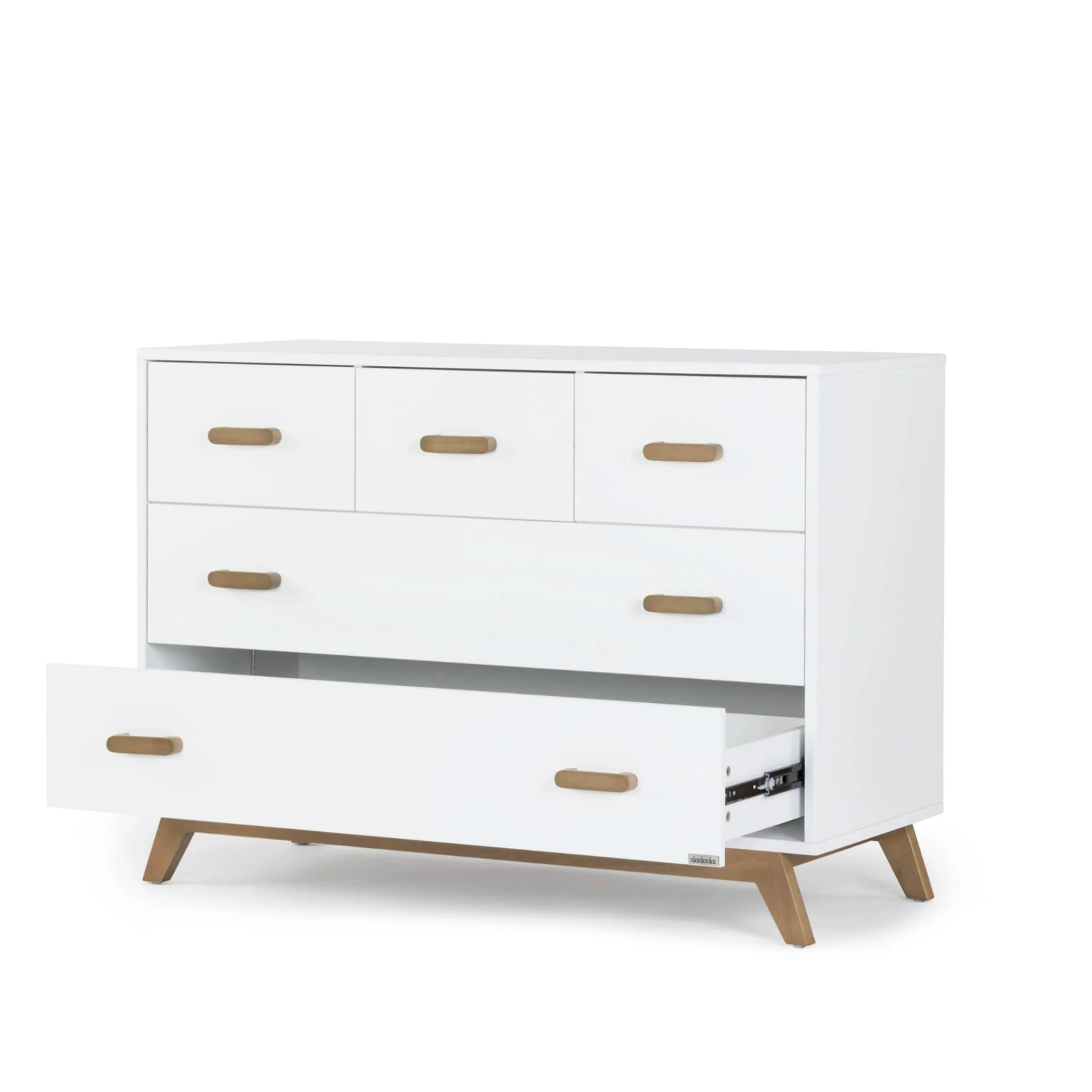 Commode 5 tiroirs Soho - Blanc / Noyer - Image 2