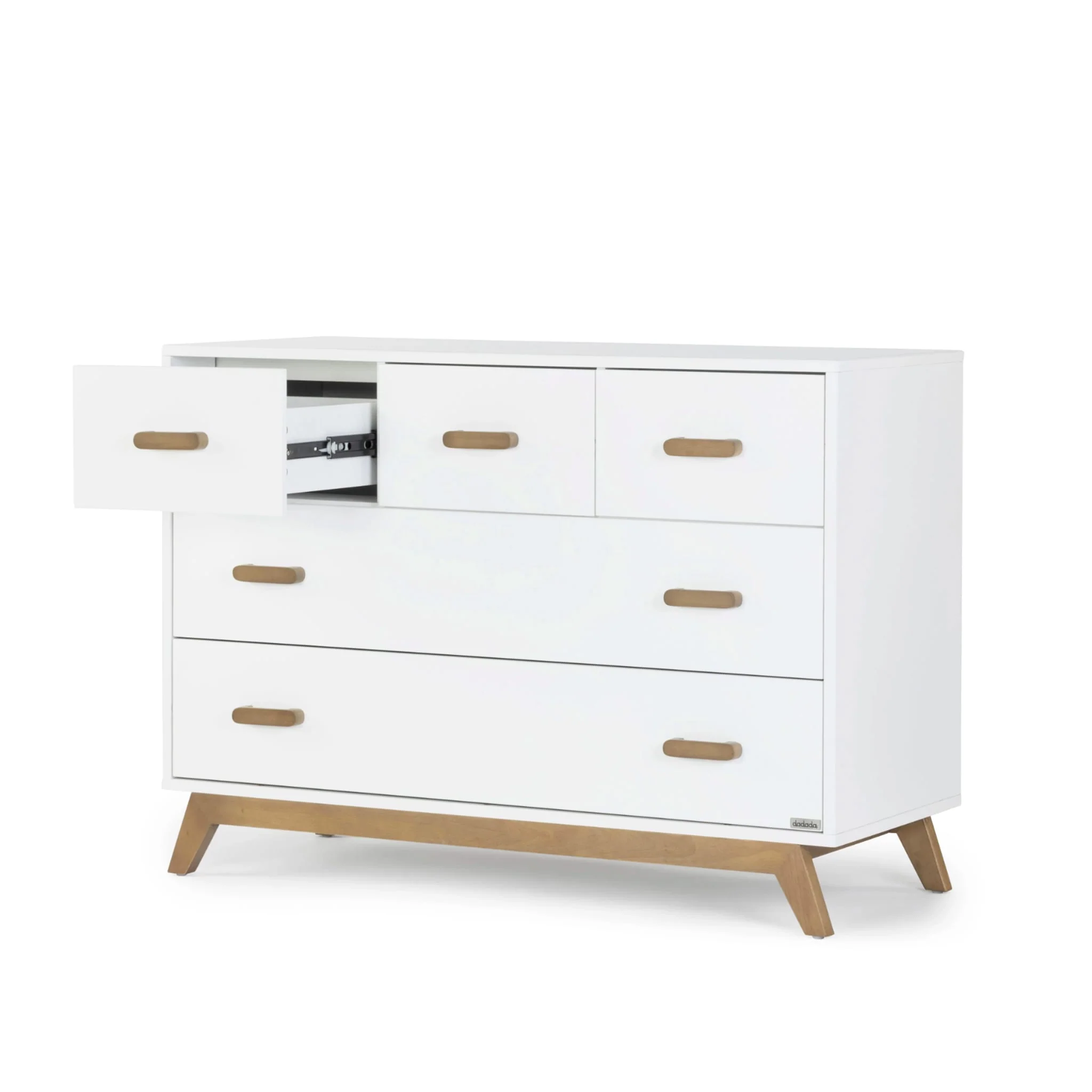 Commode 5 tiroirs Soho - Blanc / Noyer - Image 3