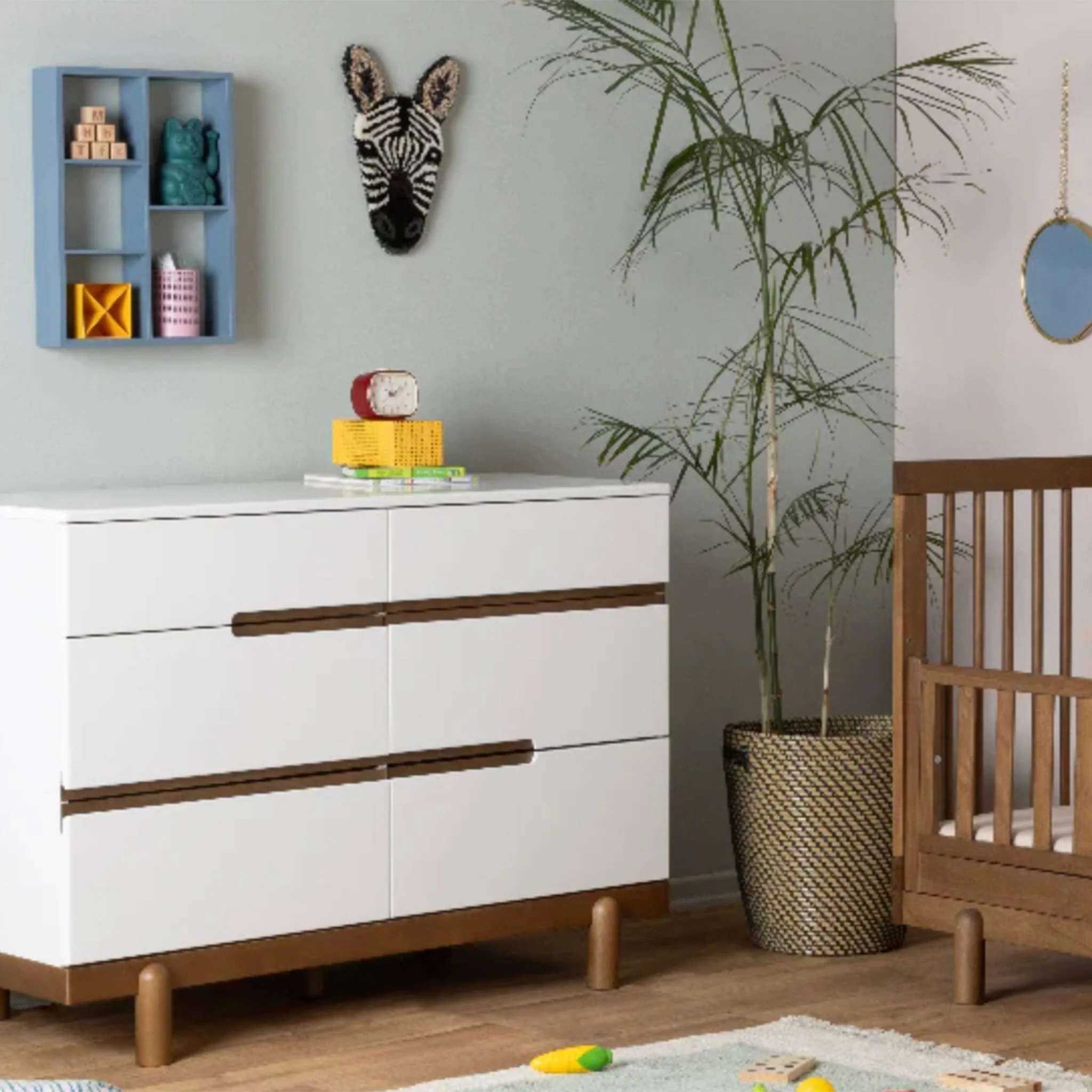 Commode 6 Tiroirs Bliss -  Noyer / Blanc - Image 3