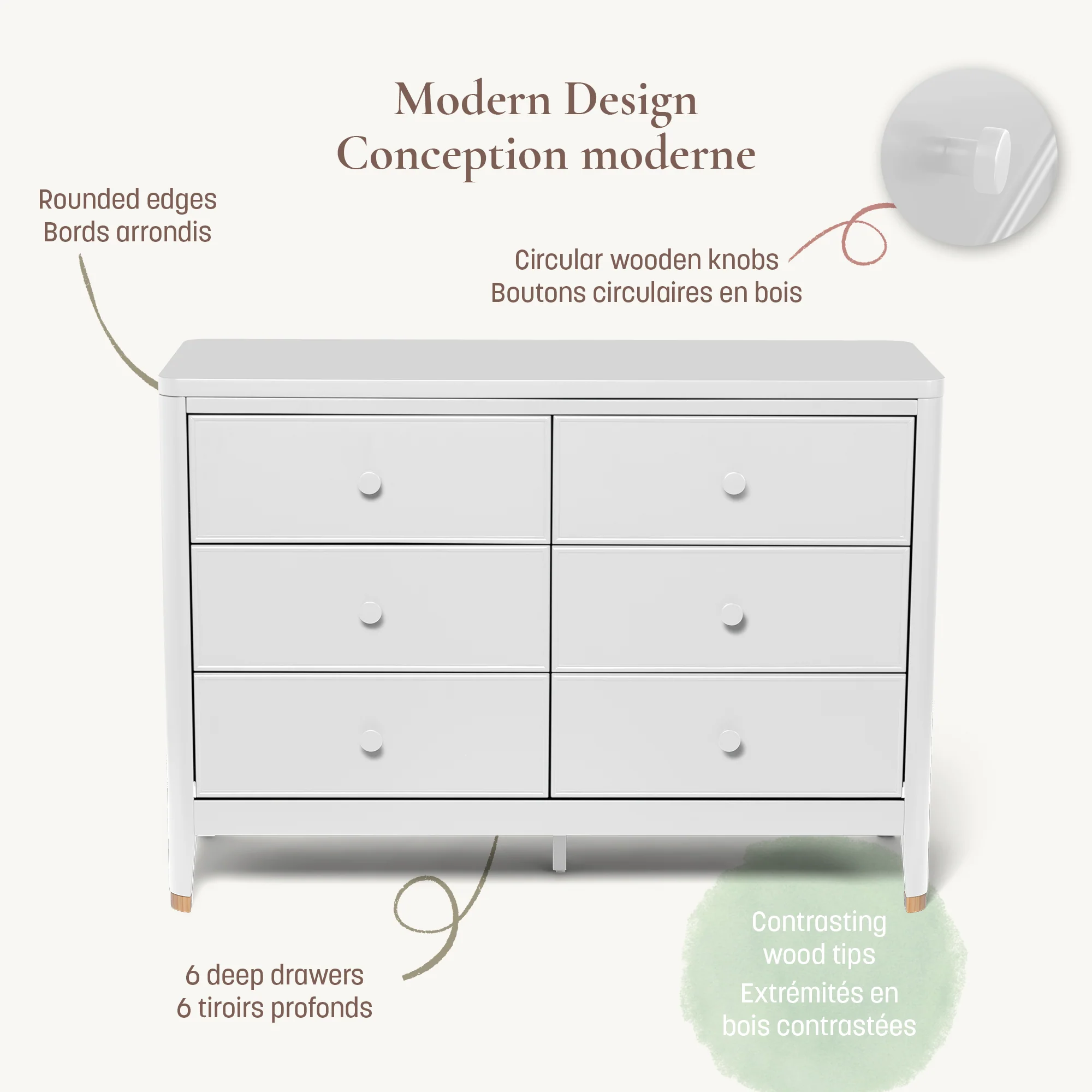 Commode 6 Tiroirs Aster - Blanc - Image 3