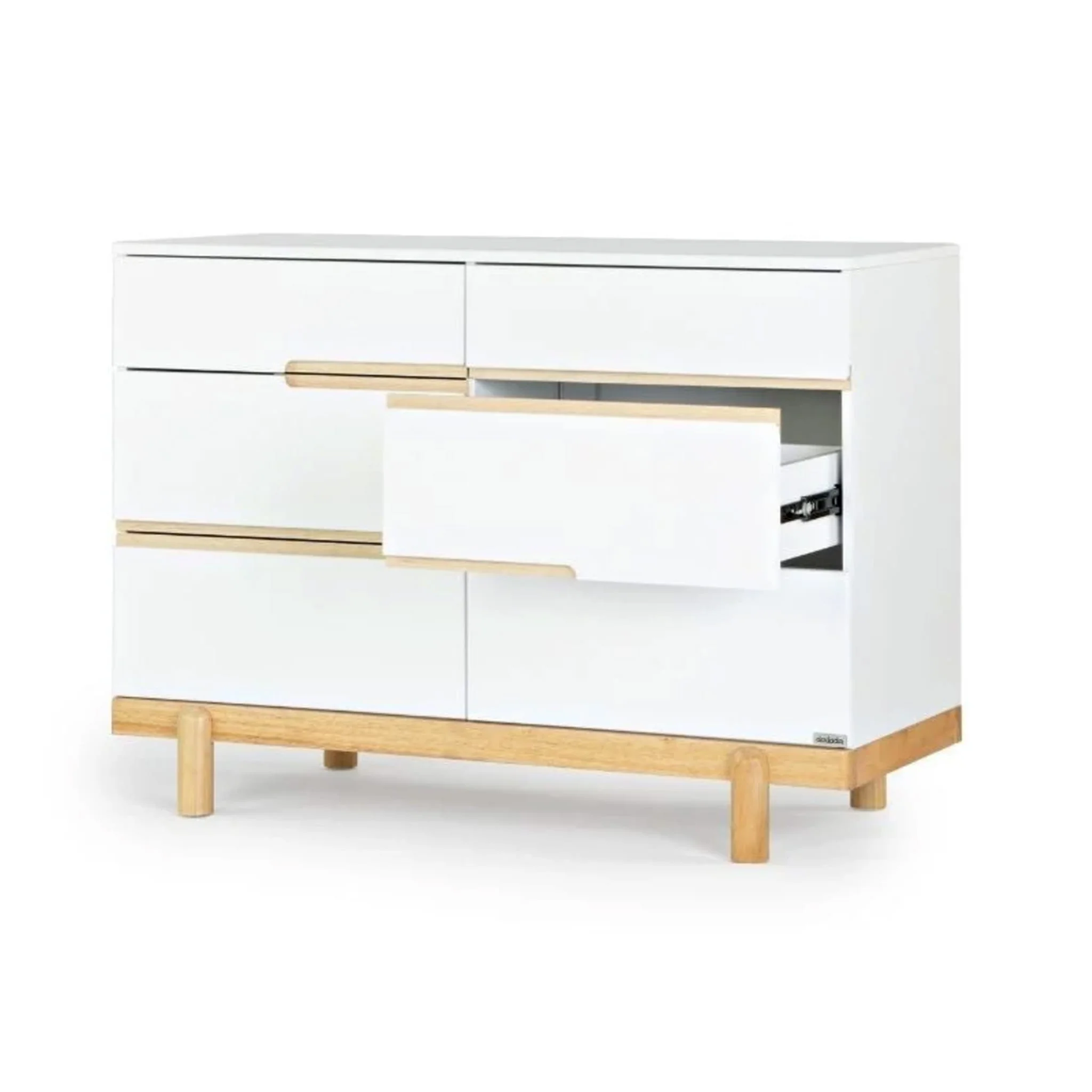 Commode 6 tiroirs Bliss - Blanc / Naturel - Image 3