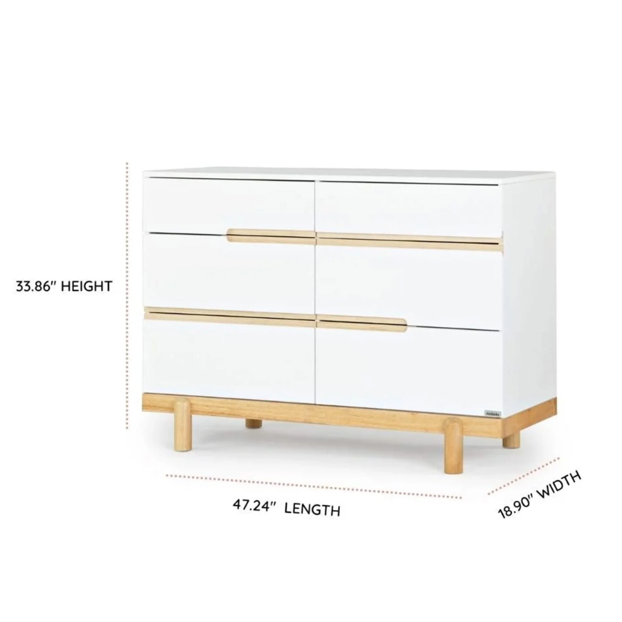 Commode 6 tiroirs Bliss - Blanc / Naturel - Image 4