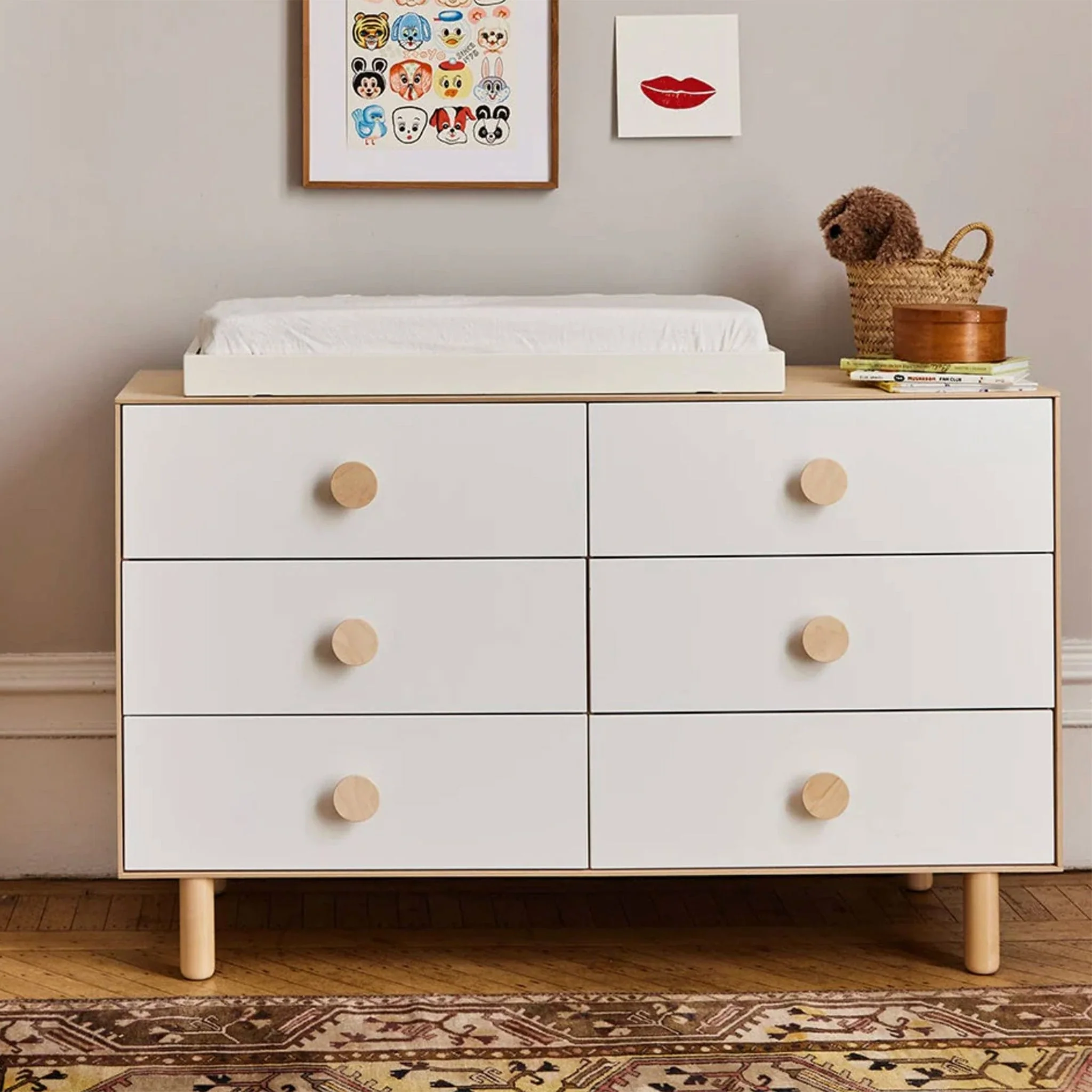 Commode 6 Tiroirs Dot - Blanc/ Naturel - Image 2