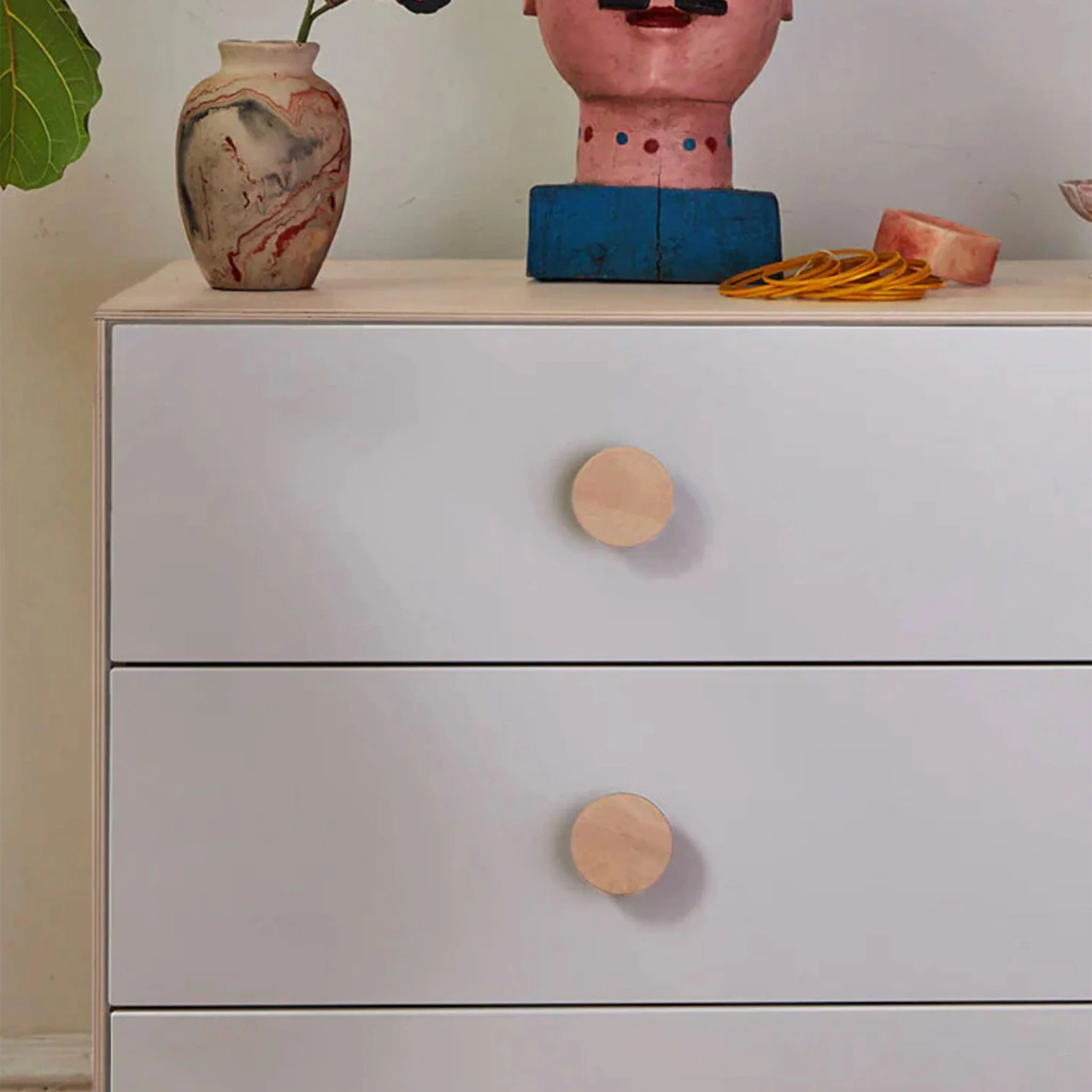 Commode 6 Tiroirs Dot - Blanc/ Naturel - Image 3