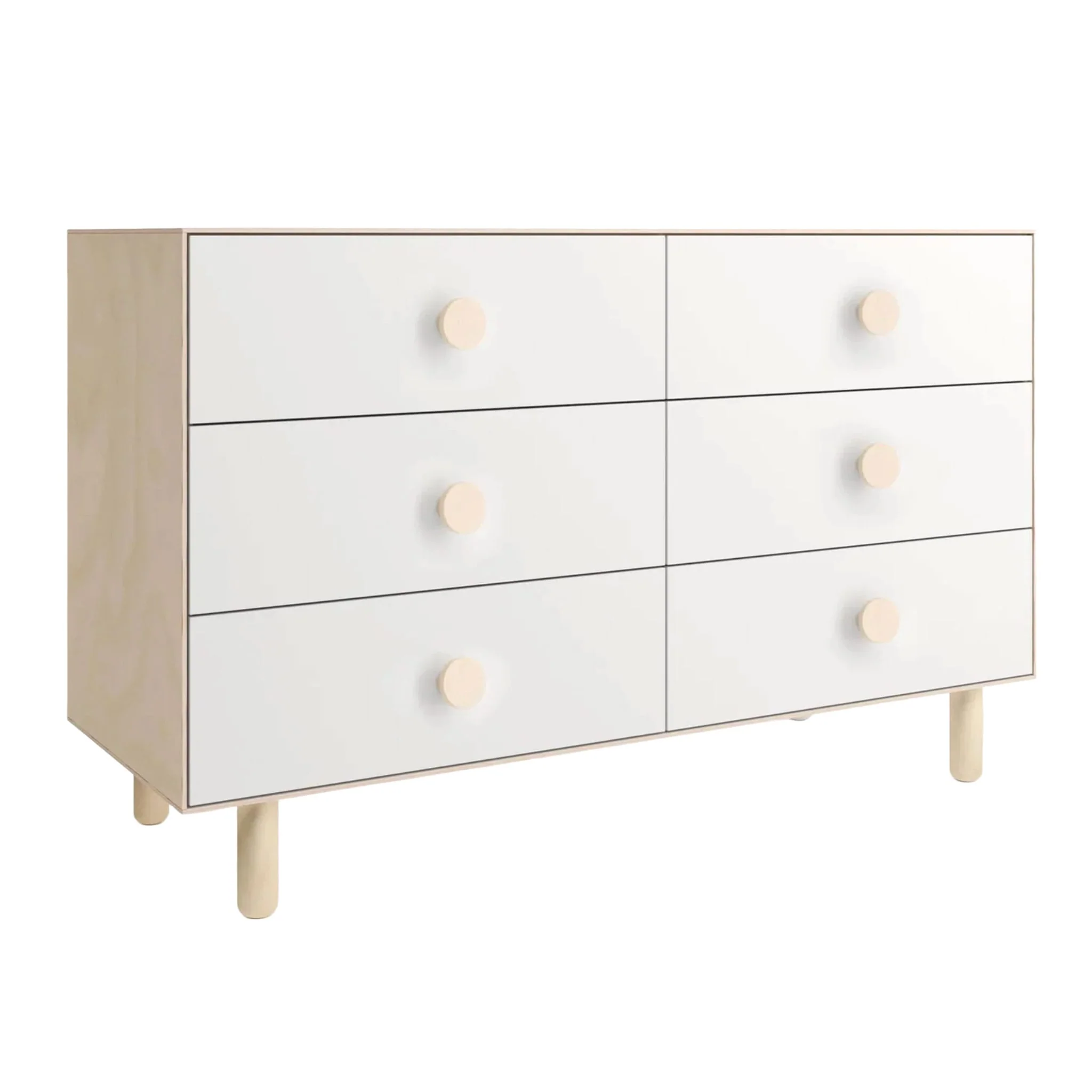 Commode 6 Tiroirs Dot - Blanc/ Naturel - Image 4