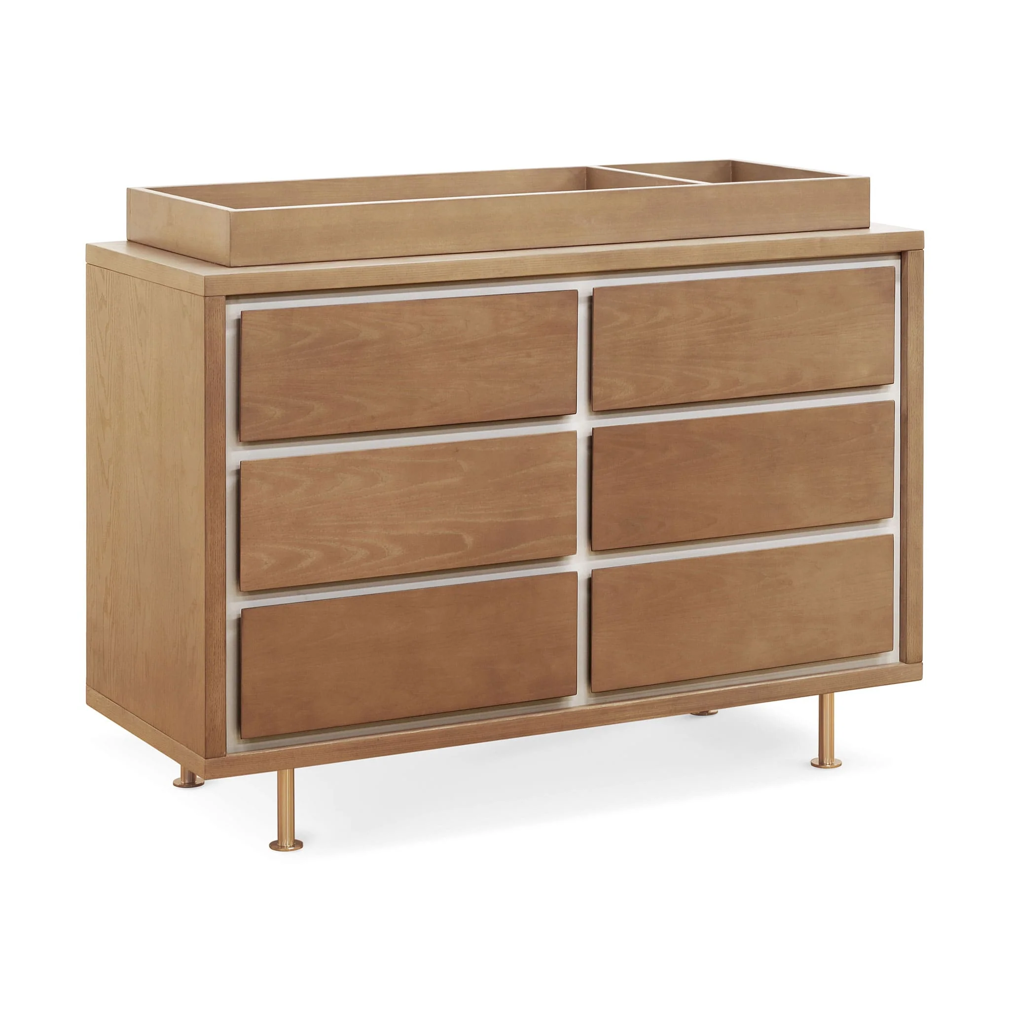 Commode 6 Tiroirs Novella - Frêne teinté / Ivoire - Image 7