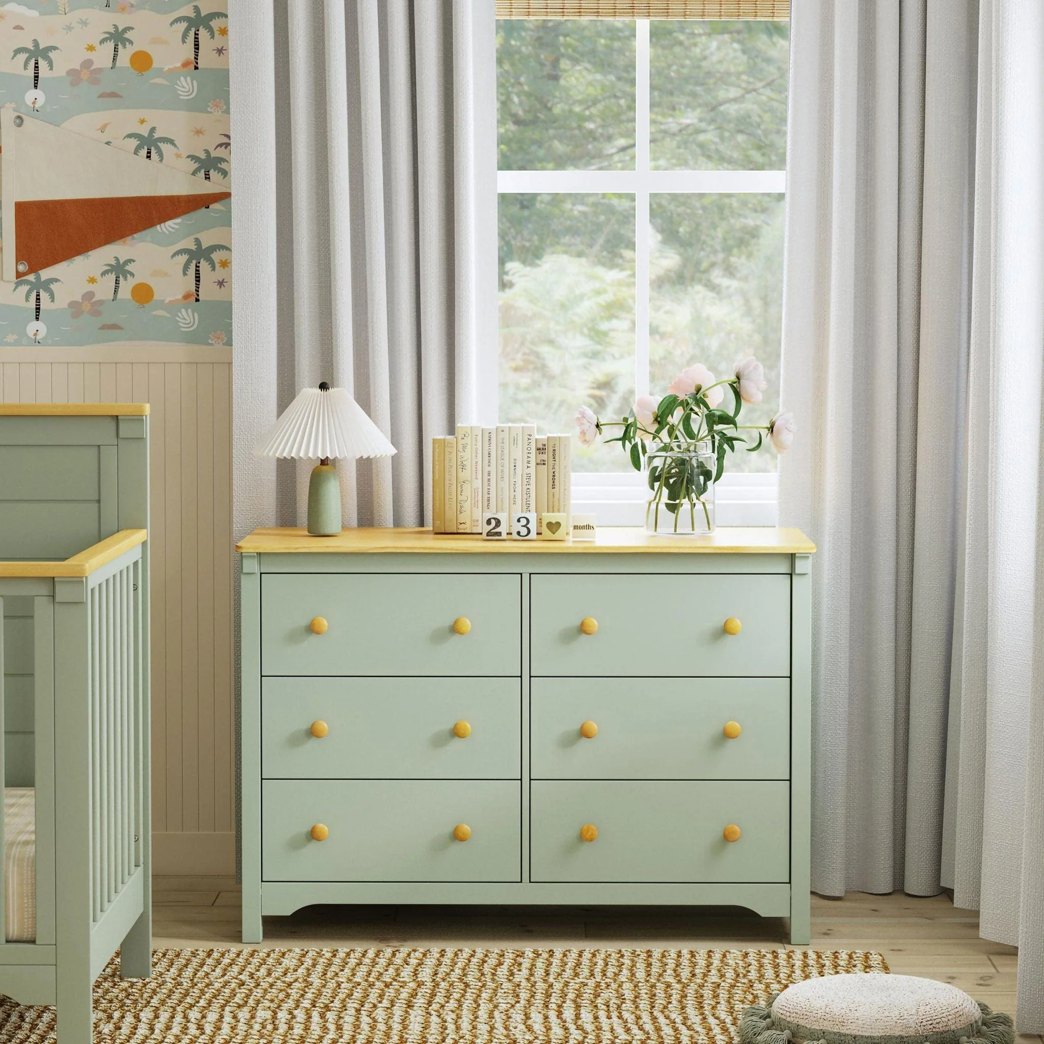 Commode 6 tiroirs Shea - Sauge / miel - Image 2