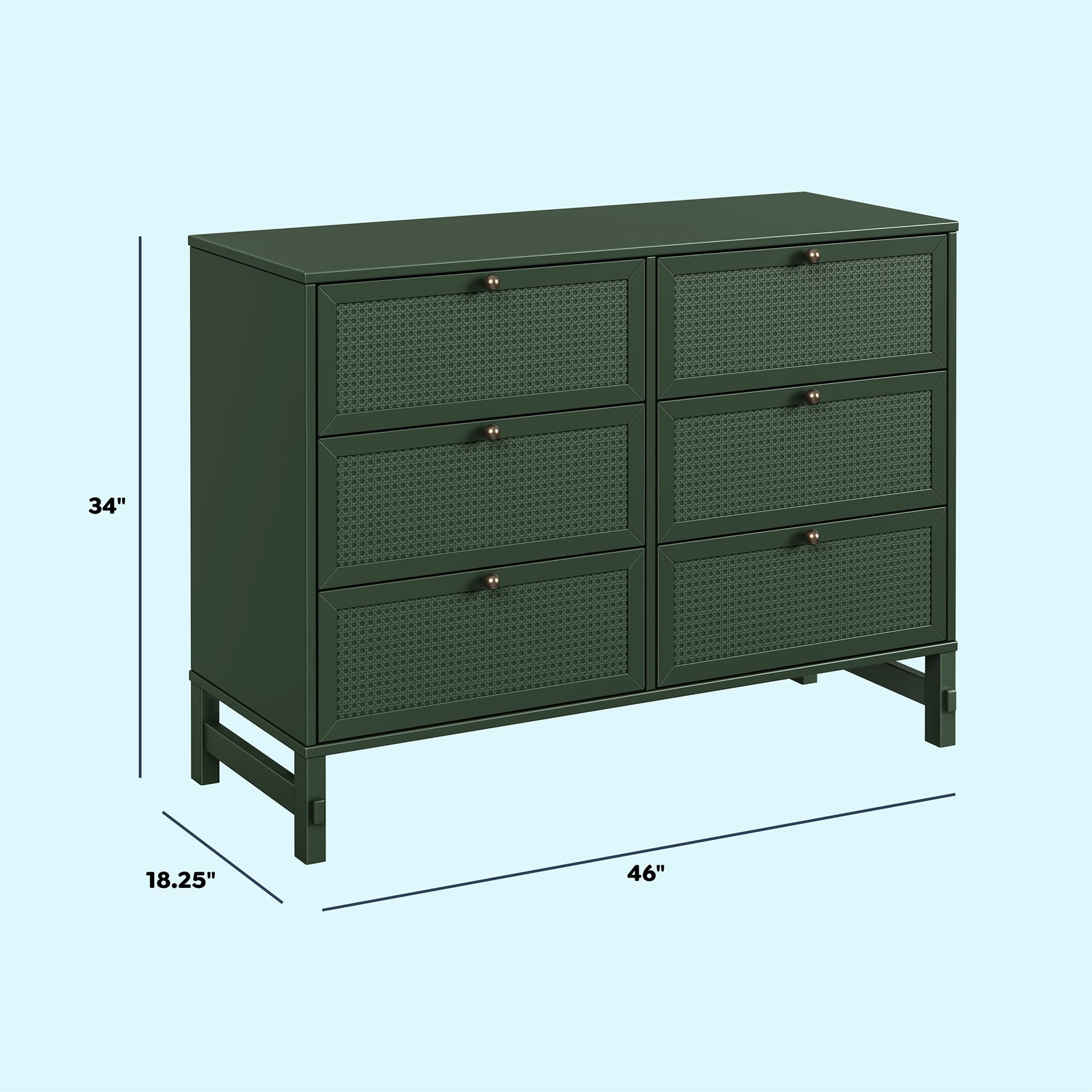 Commode 6 Tiroirs Margot- Vert Forêt - Image 7