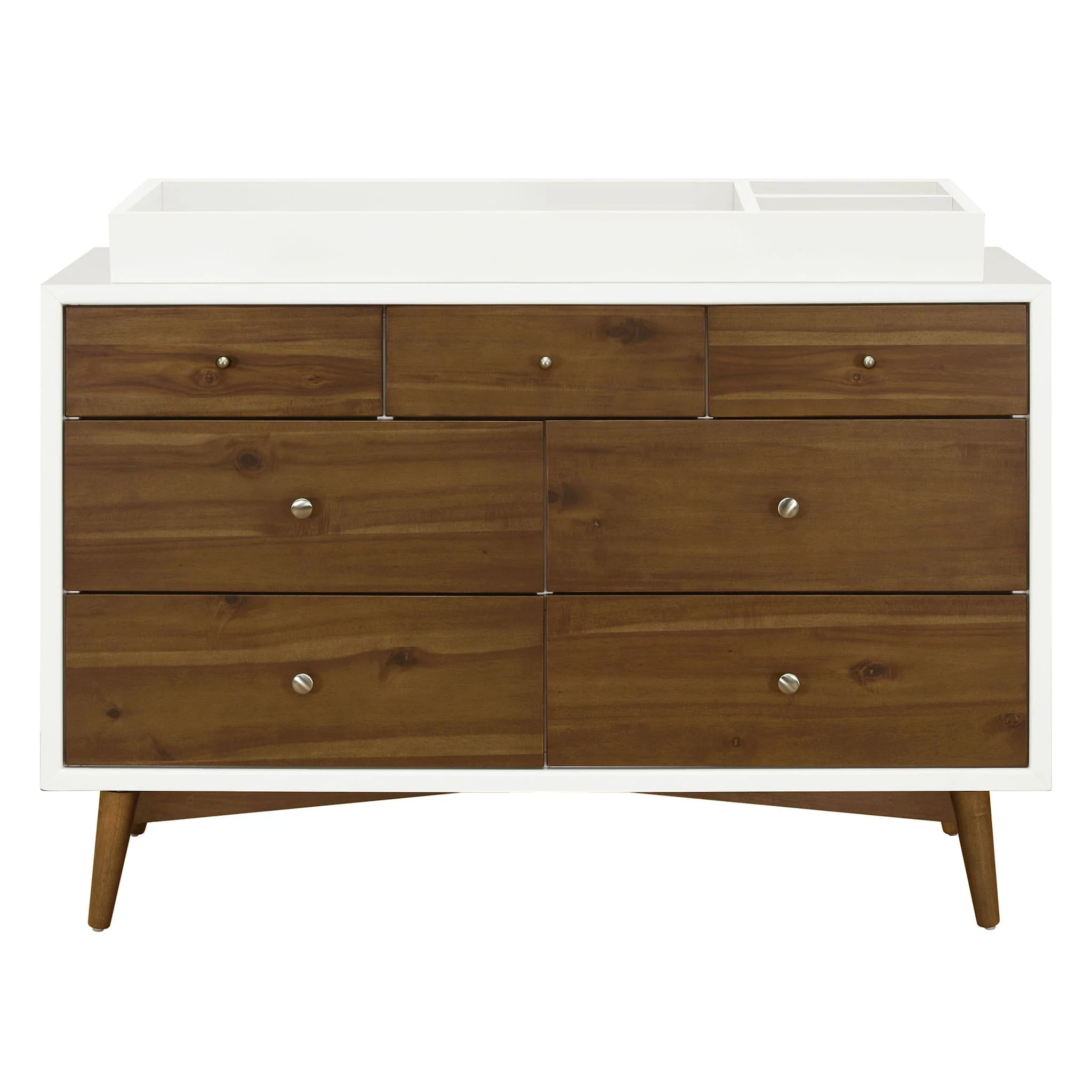Commode 7 Tiroirs Palma - Blanc Chaud / Noyer - Image 5
