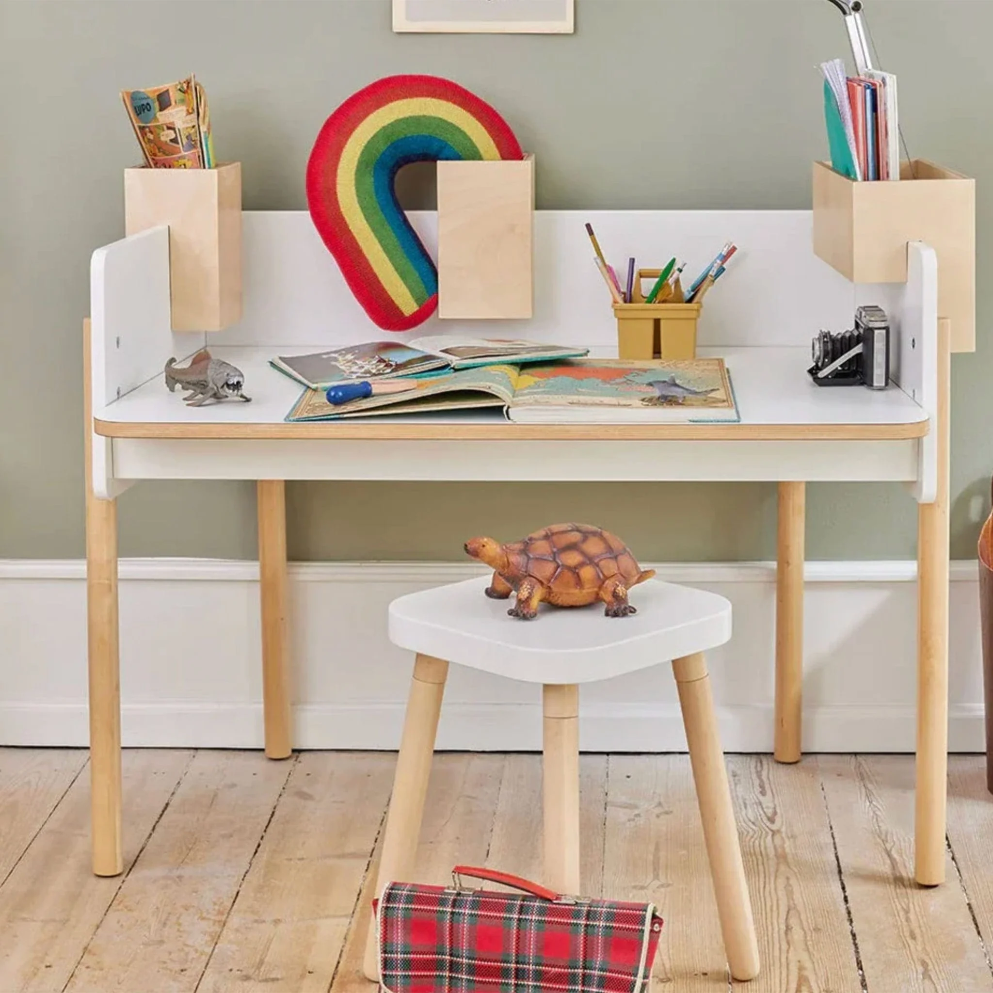Bureau De Travail Brooklyn - Blanc/ Naturel - Image 11
