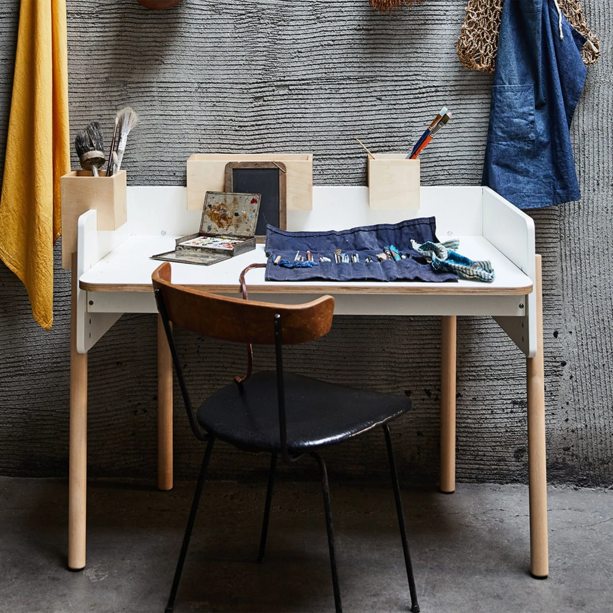 Bureau De Travail Brooklyn - Blanc/ Naturel - Image 7