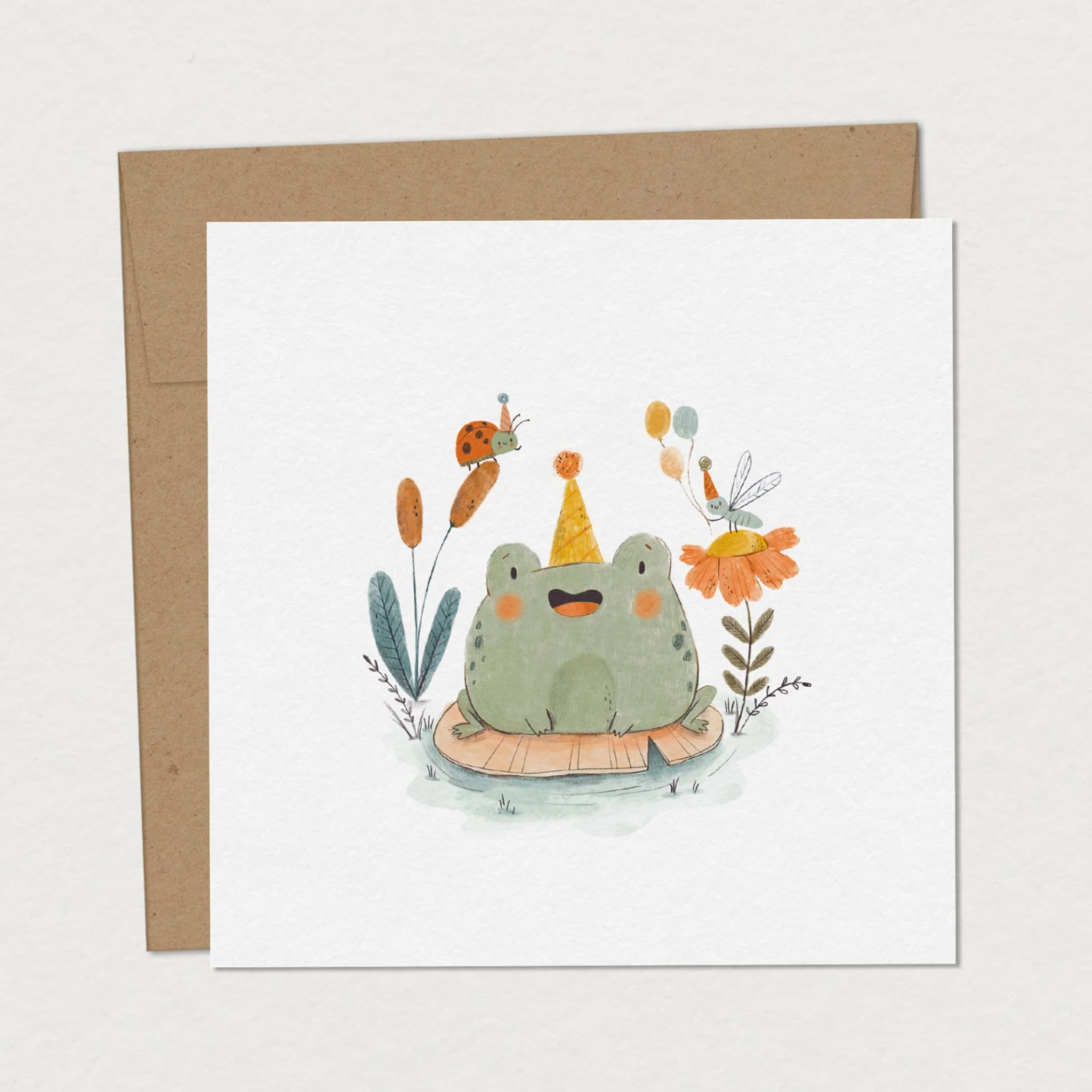 Carte de Souhait de fête - Grenouille Festive