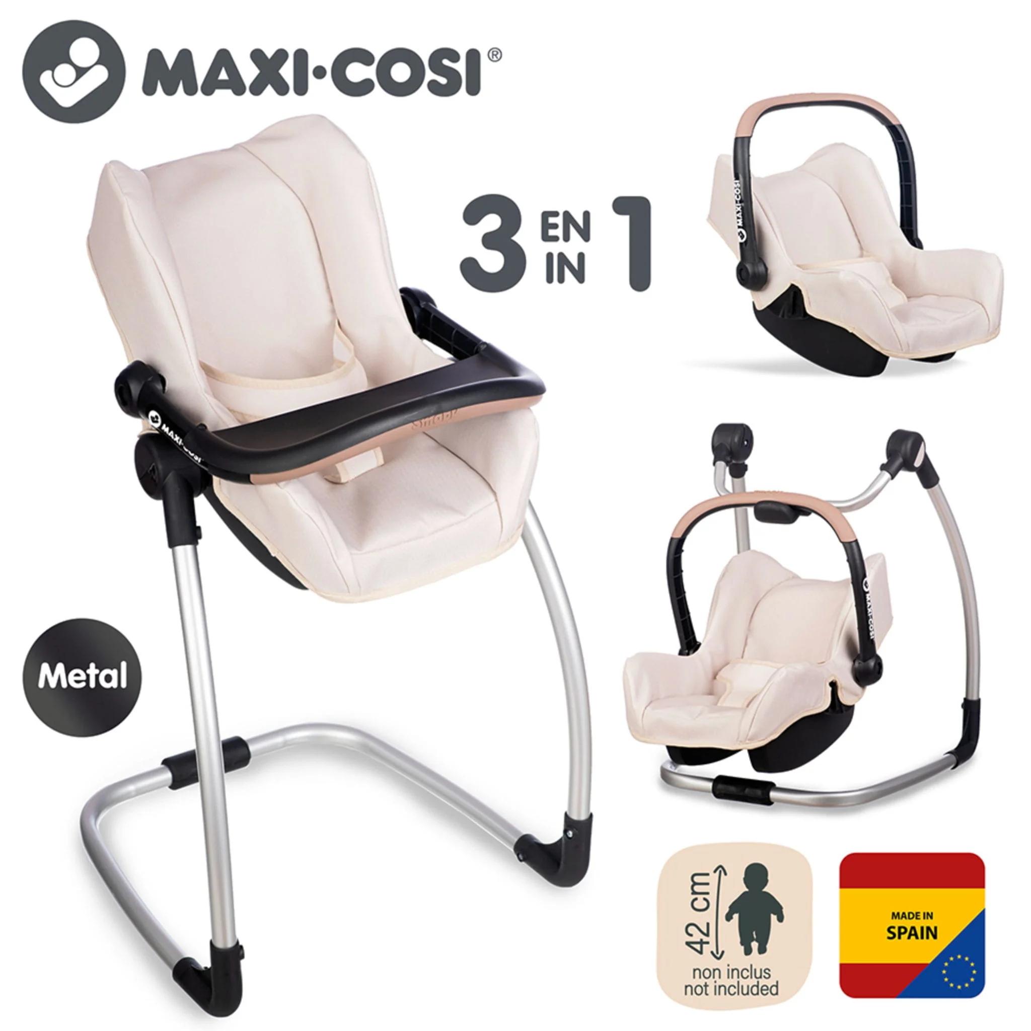 Chaise Haute 3-En-1 Pour Poupée - Beige - Image 6