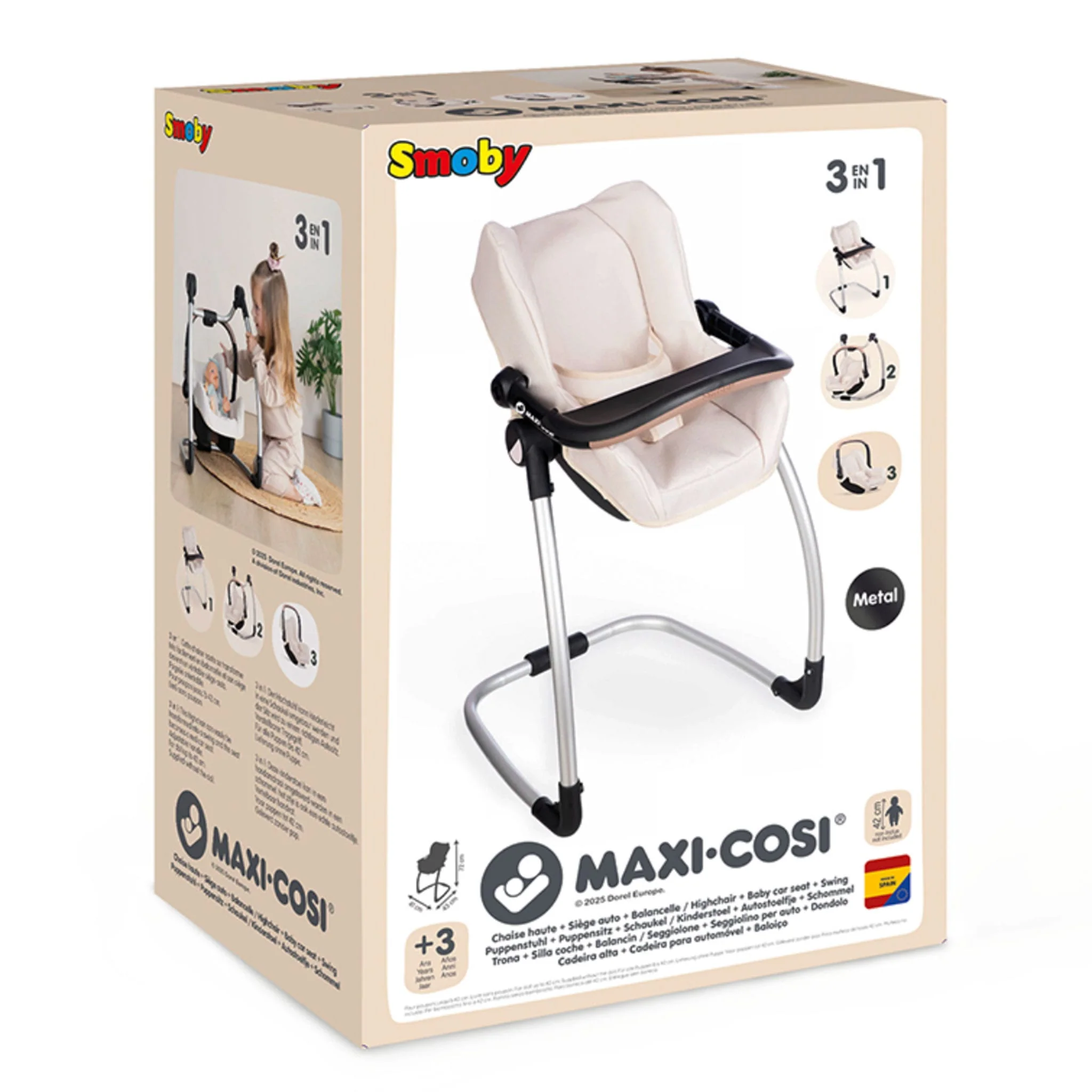 Chaise Haute 3-En-1 Pour Poupée - Beige - Image 7