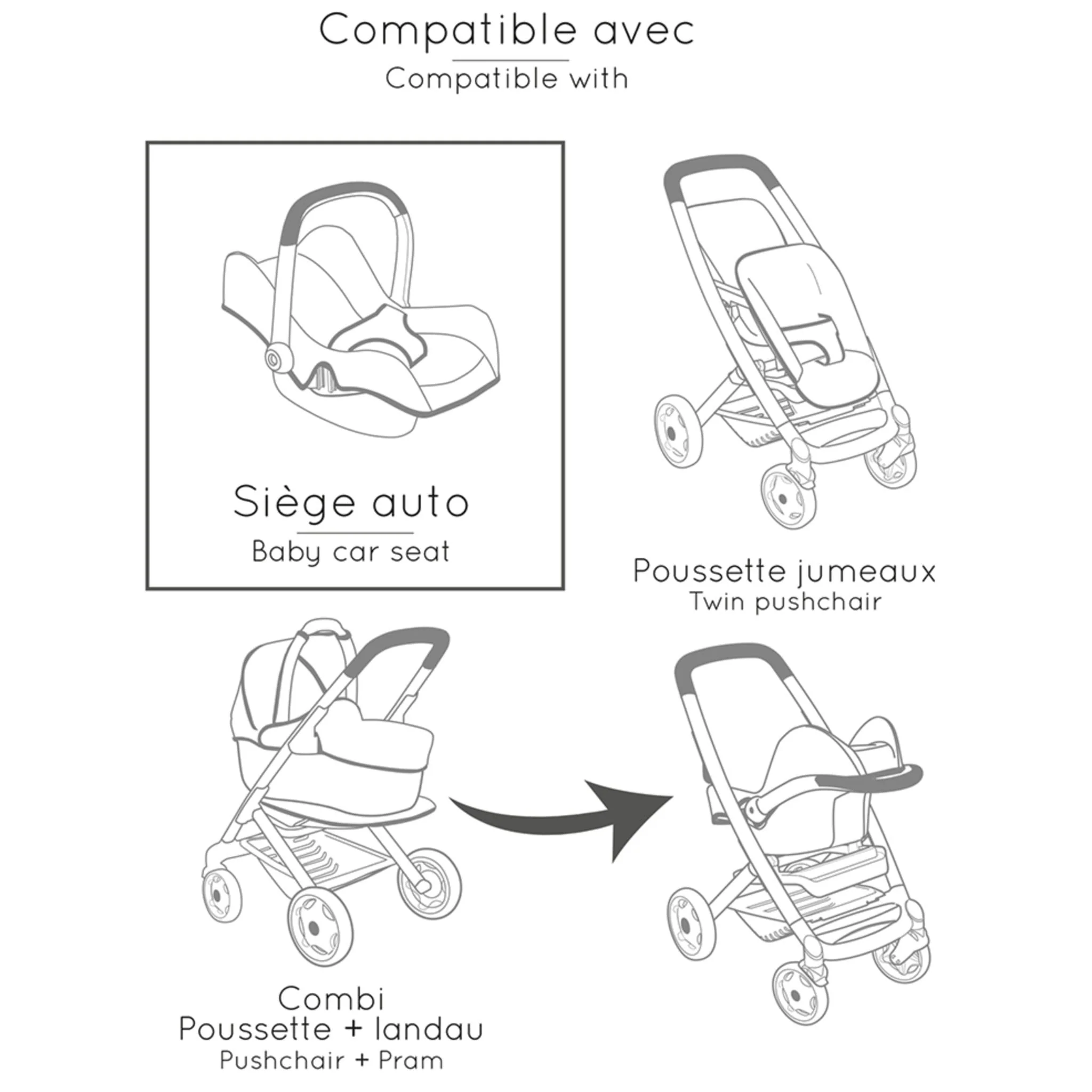 Chaise Haute 3-En-1 Pour Poupée - Beige - Image 8