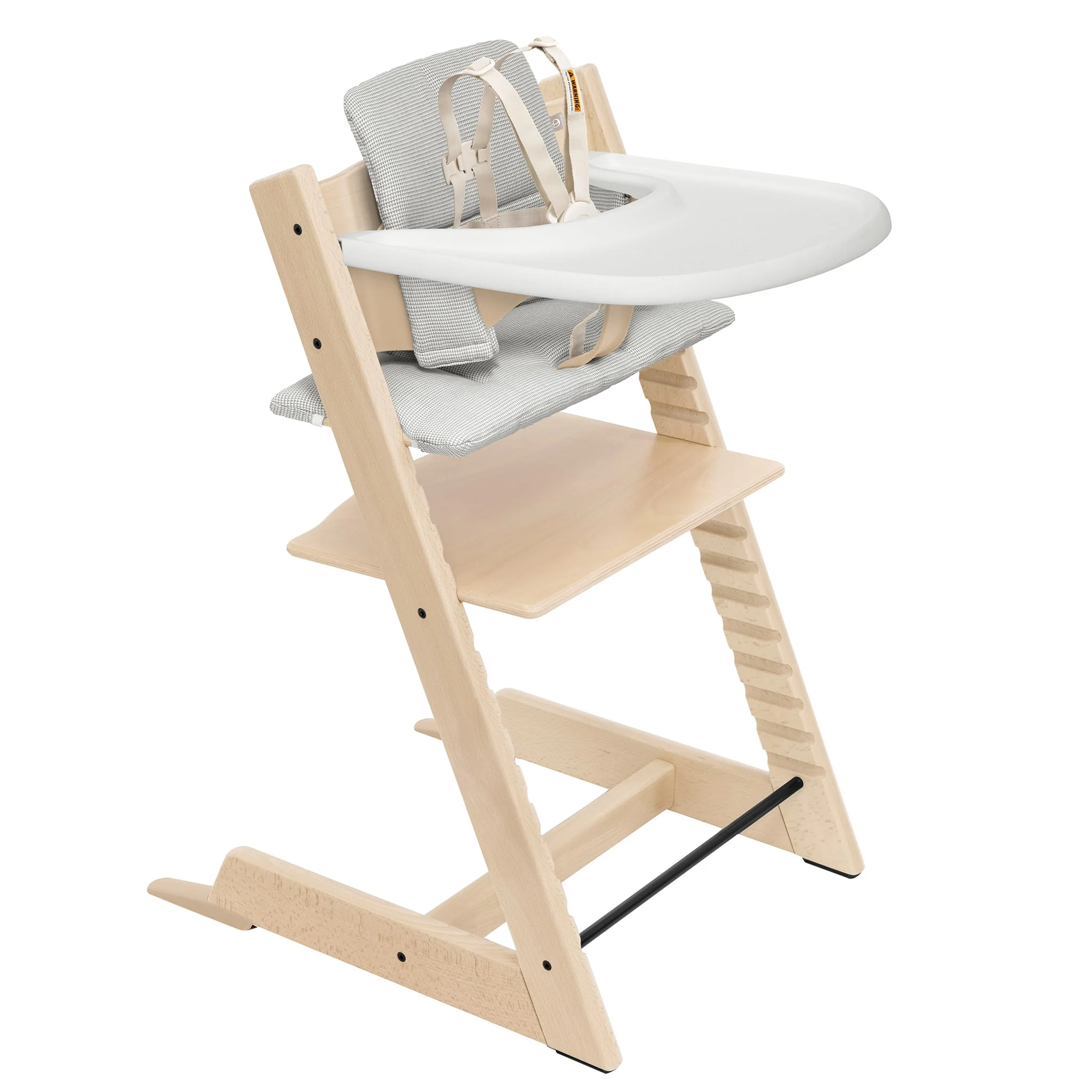Chaise Haute Tripp Trapp® V2 + Coussin Gris avec Cabaret Stokke® - Naturel