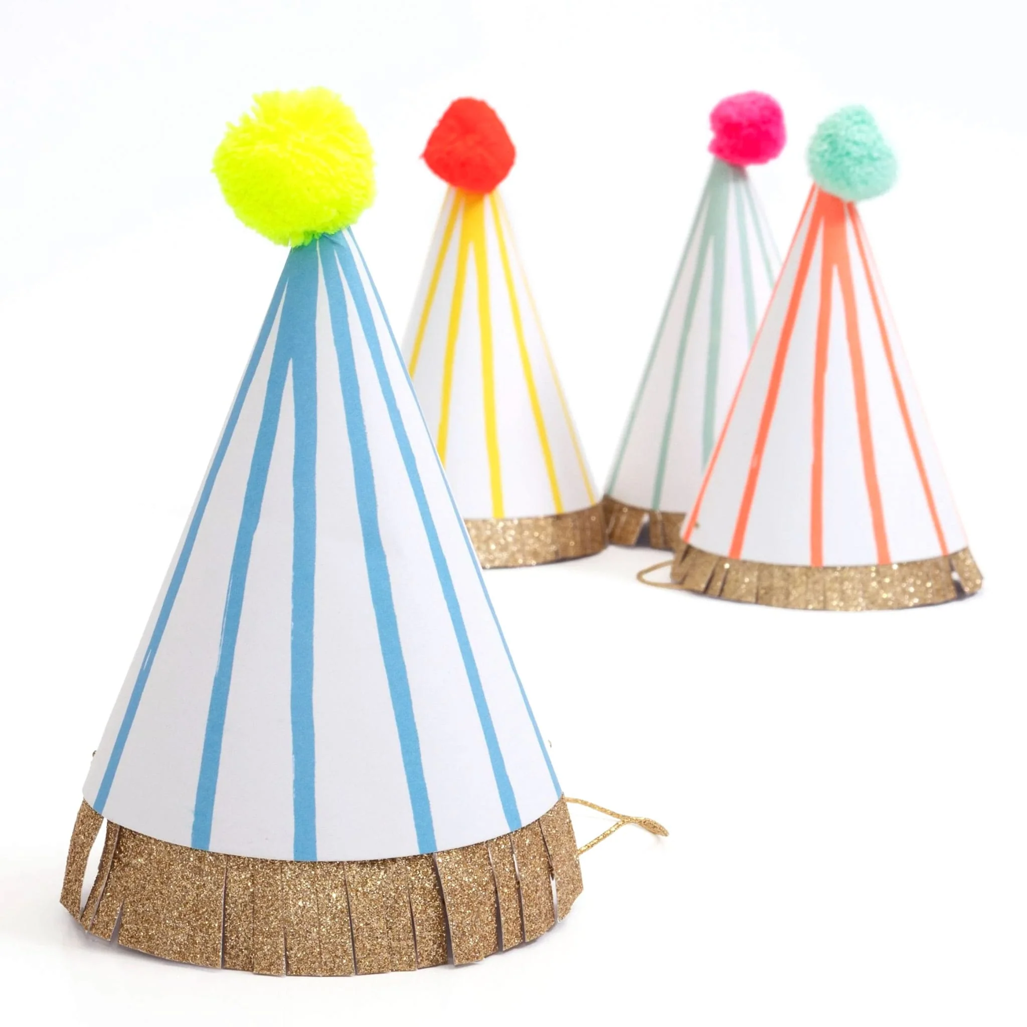 Chapeaux de Fêtes (8) Rayés Pompons Rétro - Image 3