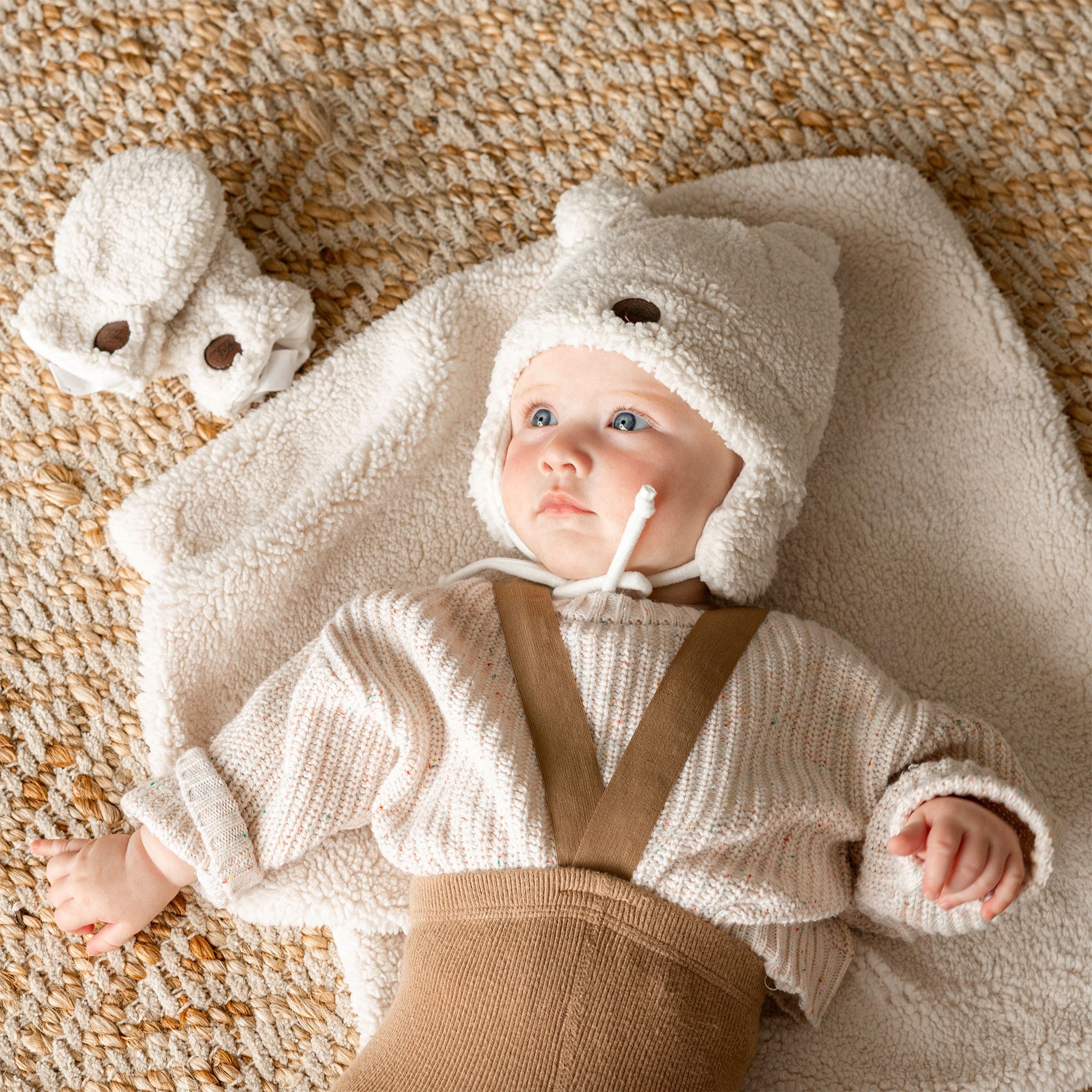 Coffret Cadeau Ourson Sherpa pour bébé - 4 accessoires - Image 3