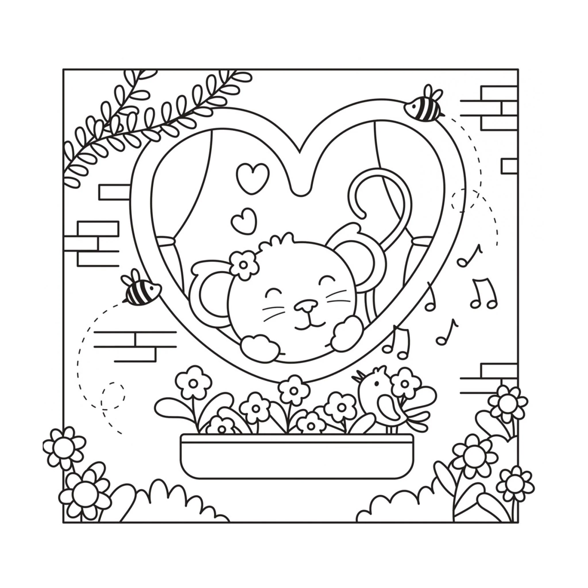 Coloriage I love you : mon petit monde cosy - Image 2