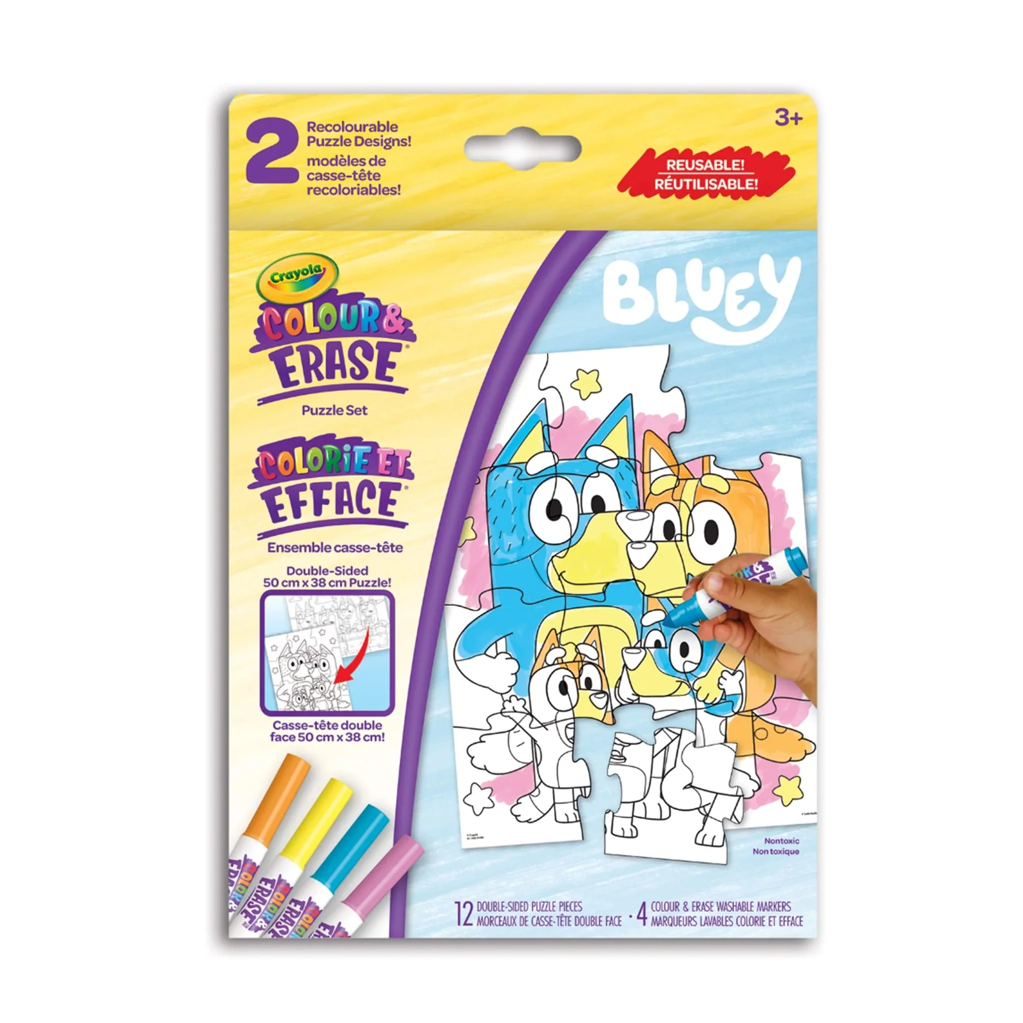 Ensemble  de Puzzles Réutilisables Crayola Colorie et Efface de Bluey - Image 4