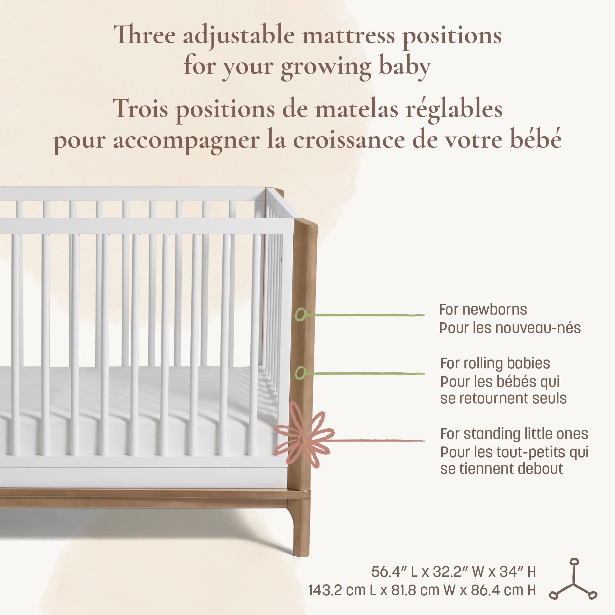 Couchette Convertible 4-en-1 Laurel - Blanc/Noyer - Image 5