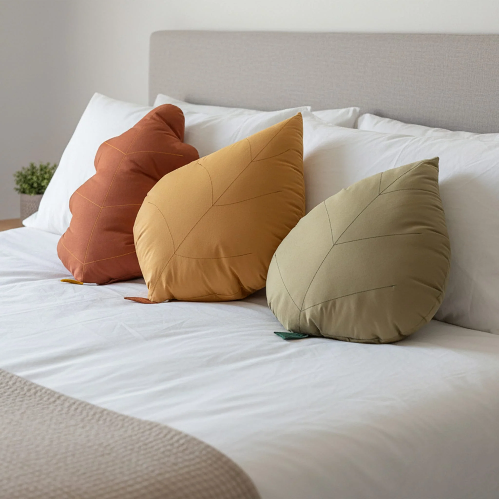 Coussin Feuille de Frêne - Ocre - Image 2