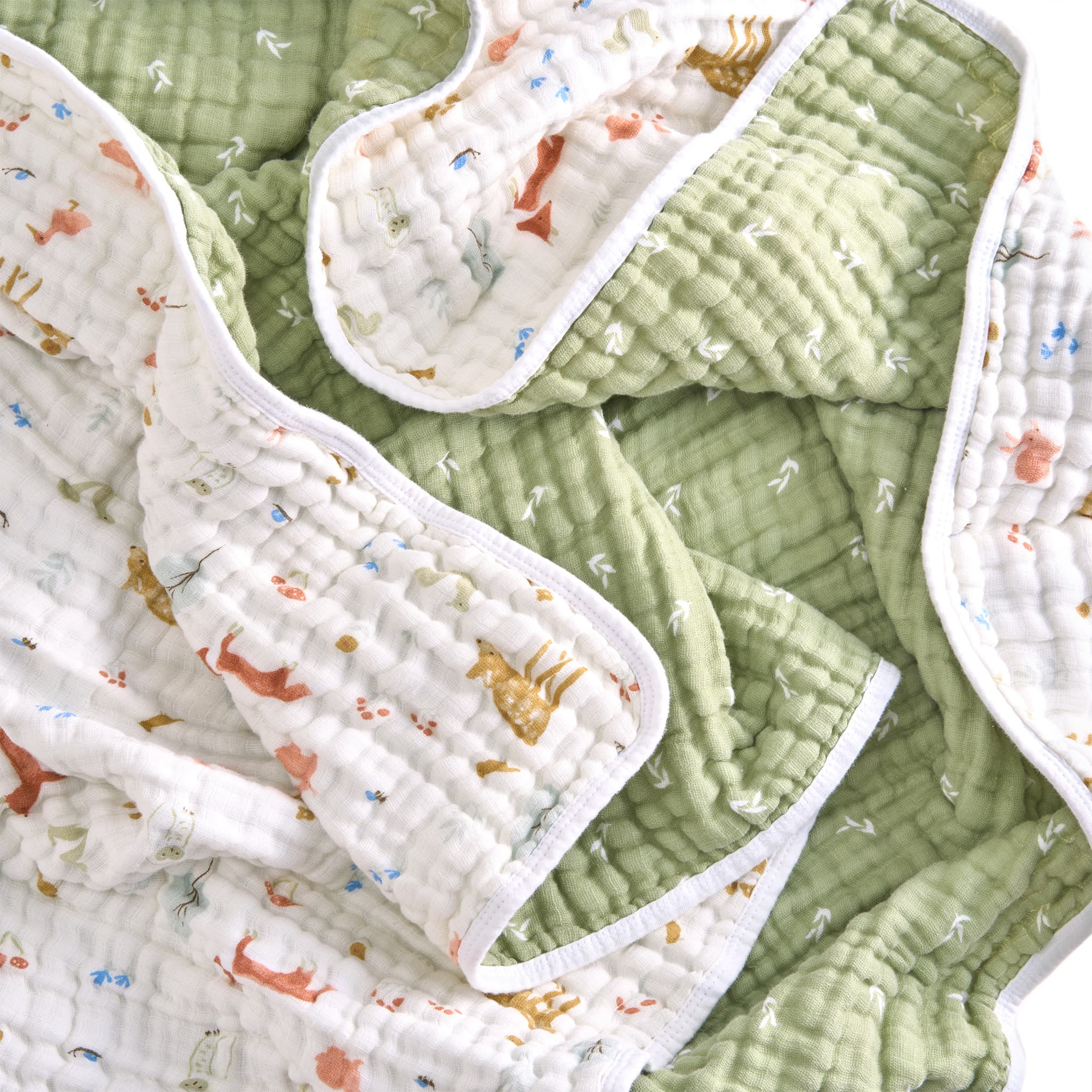 Couverture en Mousseline de Coton - Sage Woodland - Image 3