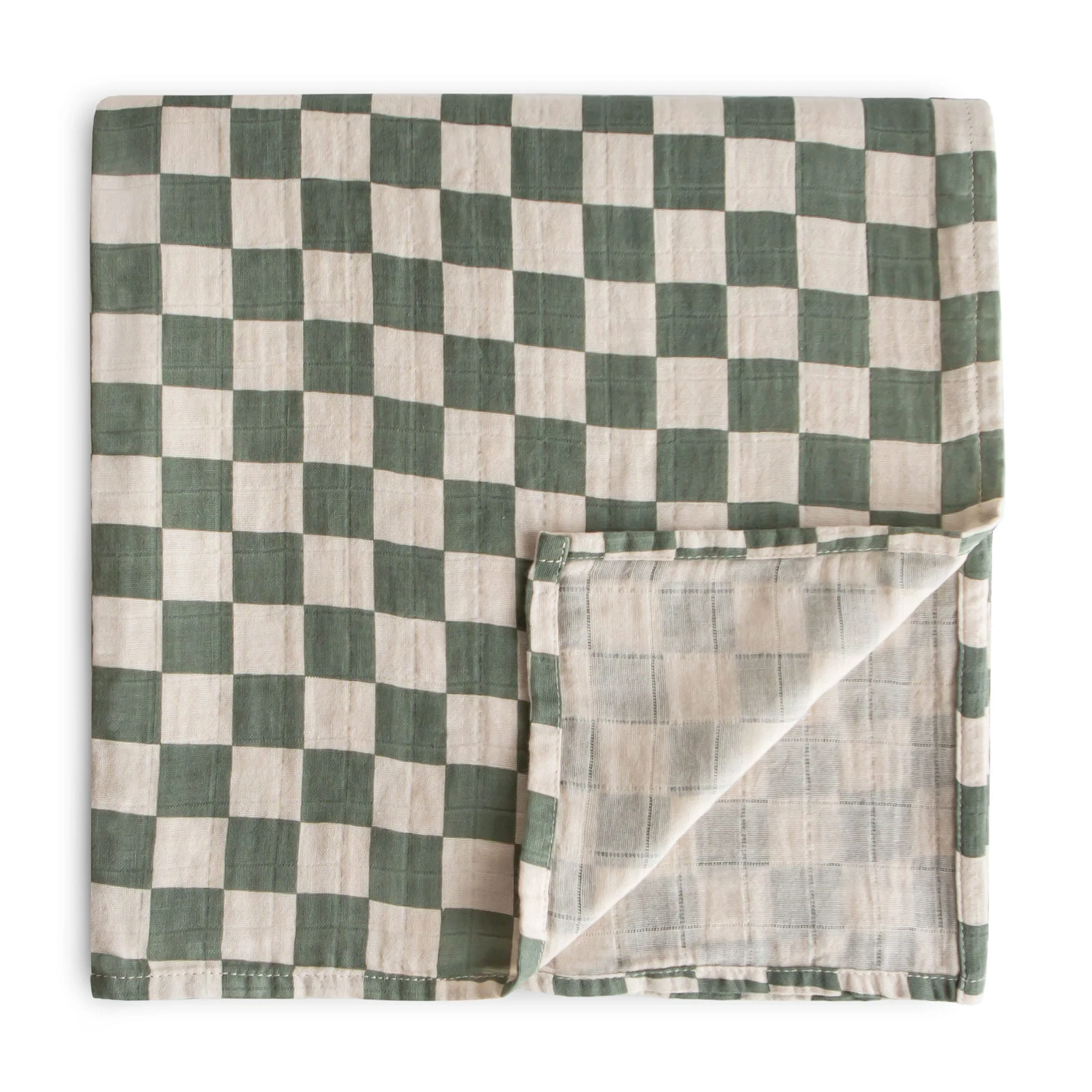 Couverture Mousseline - Carreaux Vert