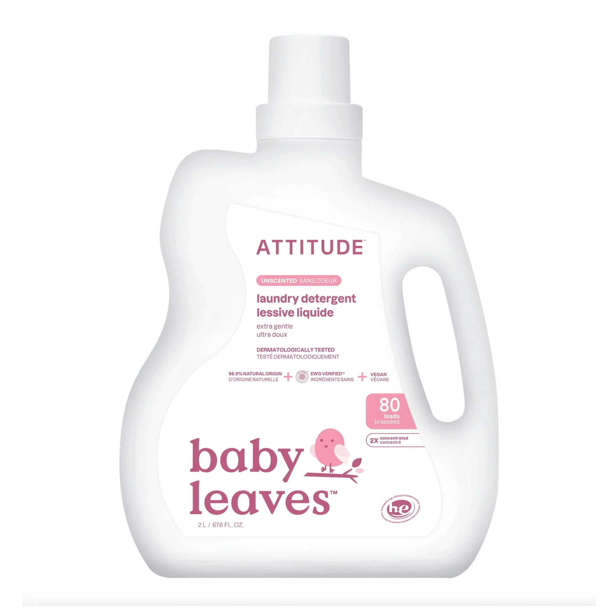 Lessive pour bébé non parfumée 80 brassées 2L