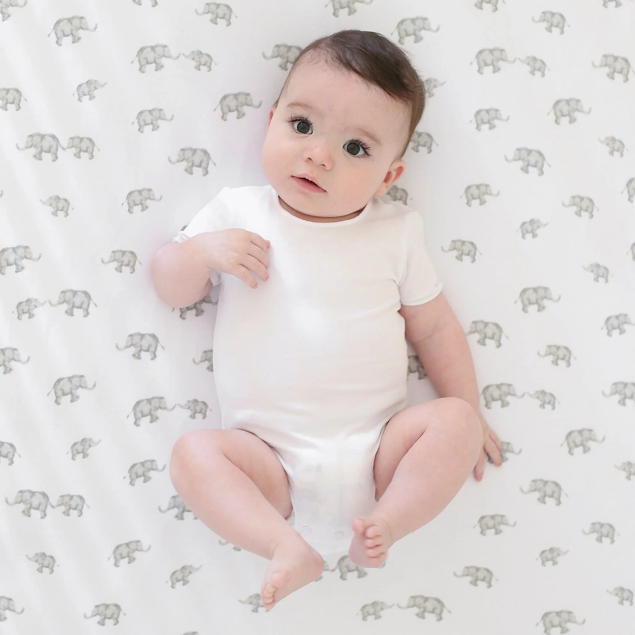 Drap Contour pour Lit de Bébé - Éléphant Gris - Image 2