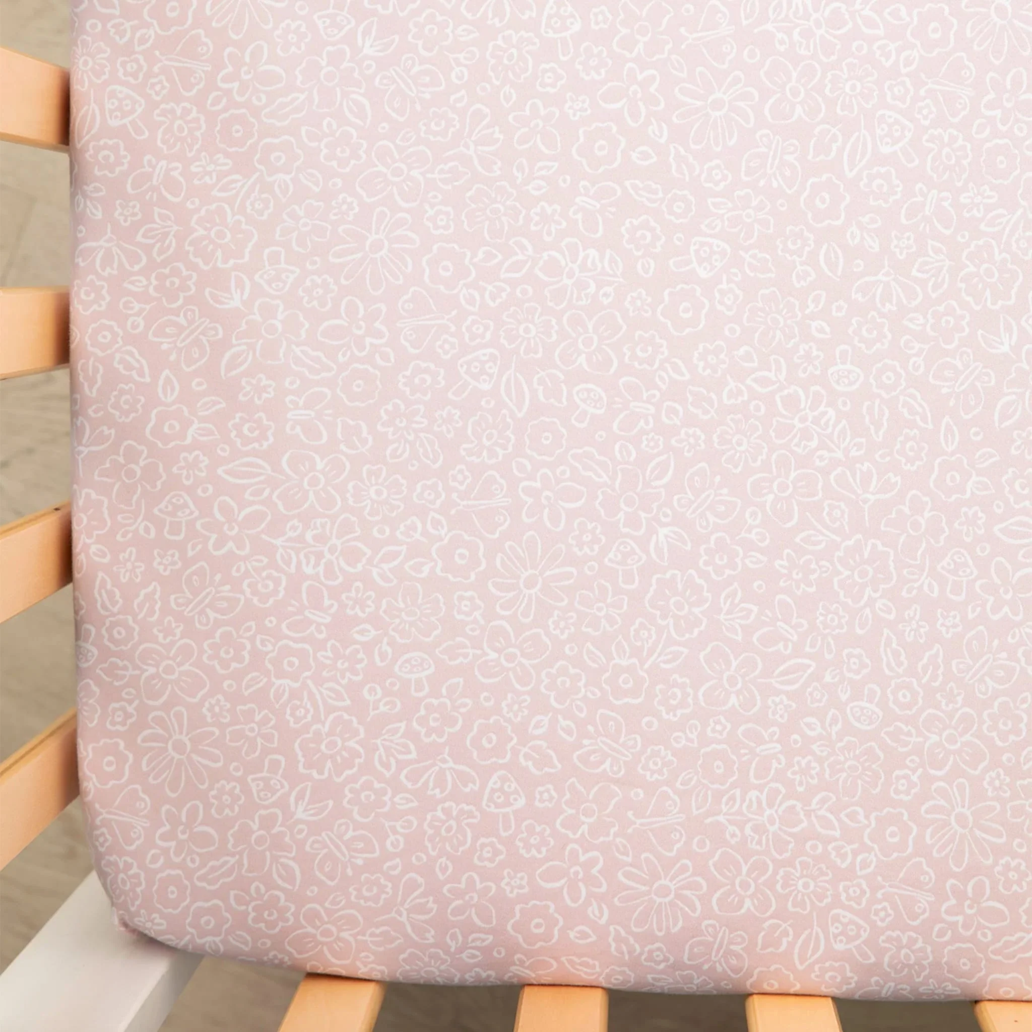 Drap Contour pour Lit de Bébé - Fleurs Roses