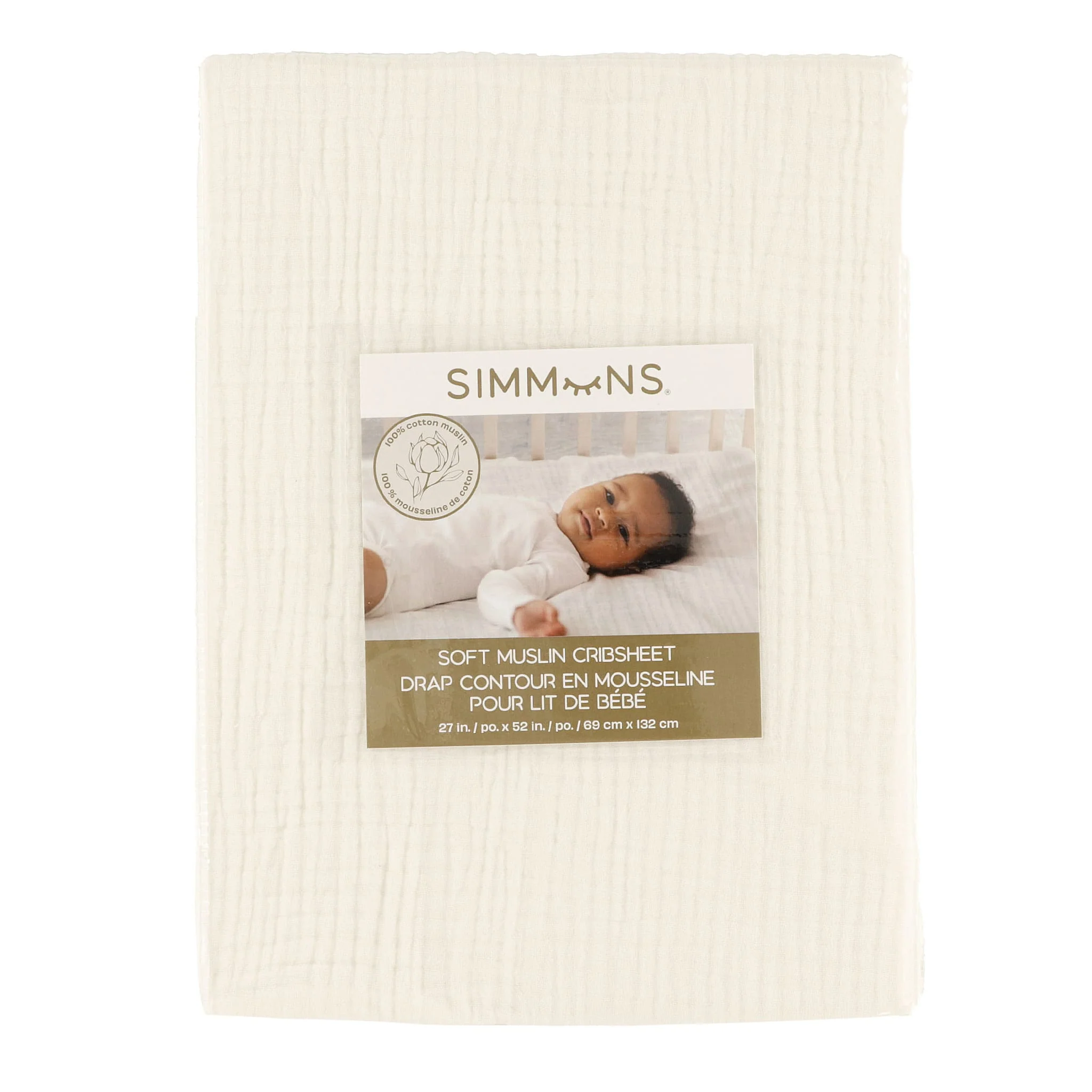 Drap Contour Mousseline pour Lit de Bébé - Coconut Milk - Image 4