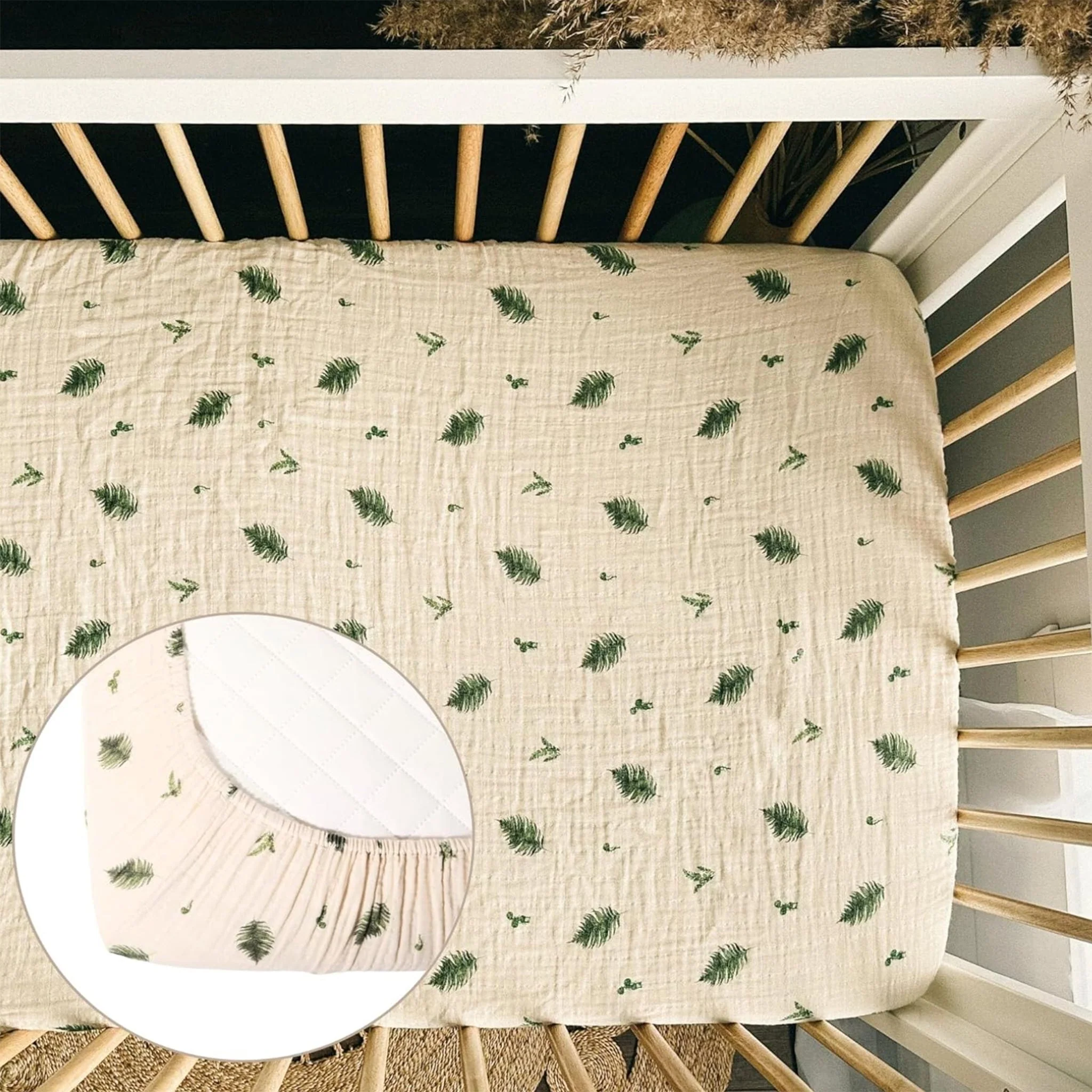Drap Contour Couchette de Bébé - Fougère - Image 4