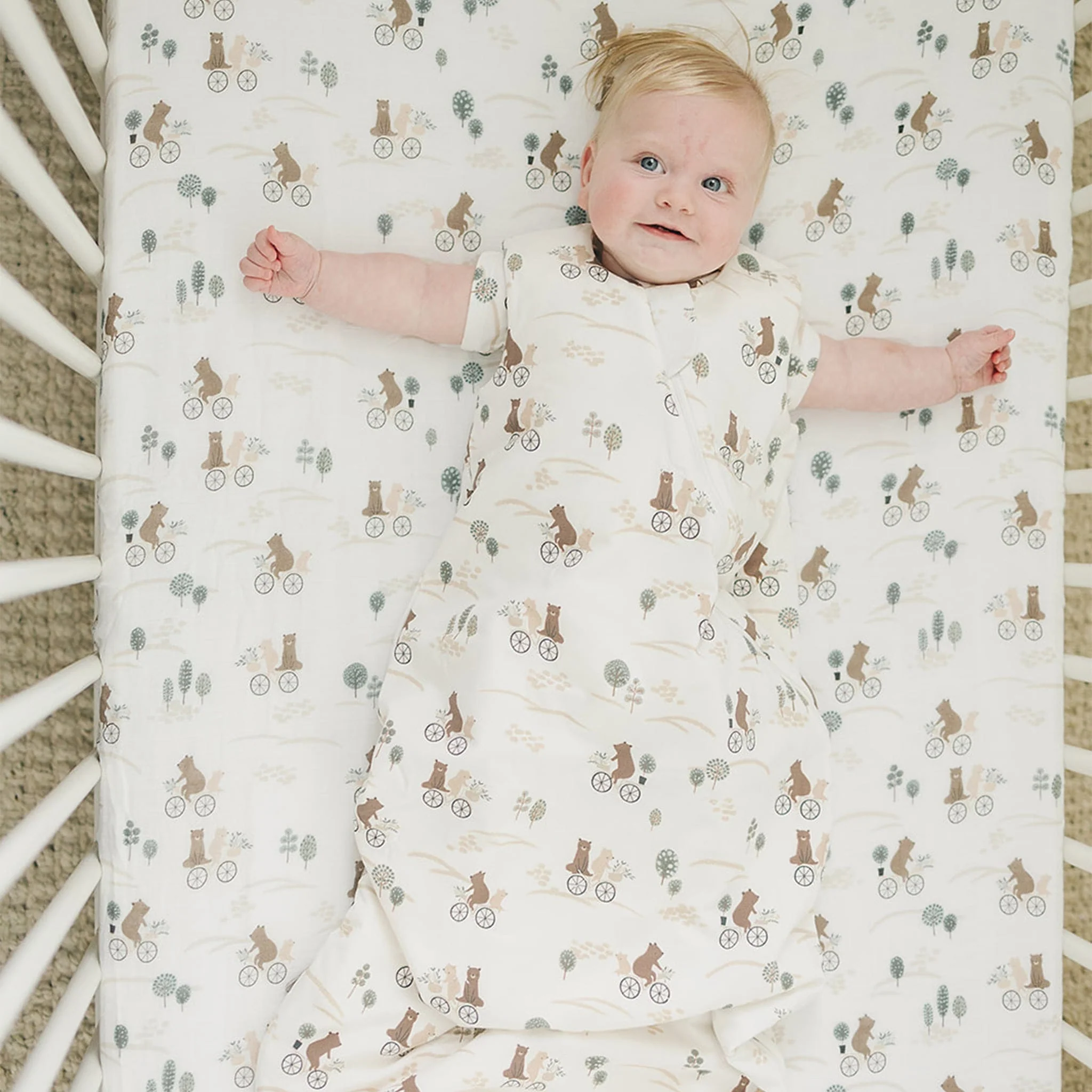 Drap Contour pour Lit de Bébé - Mousseline Bambou Ours - Image 3
