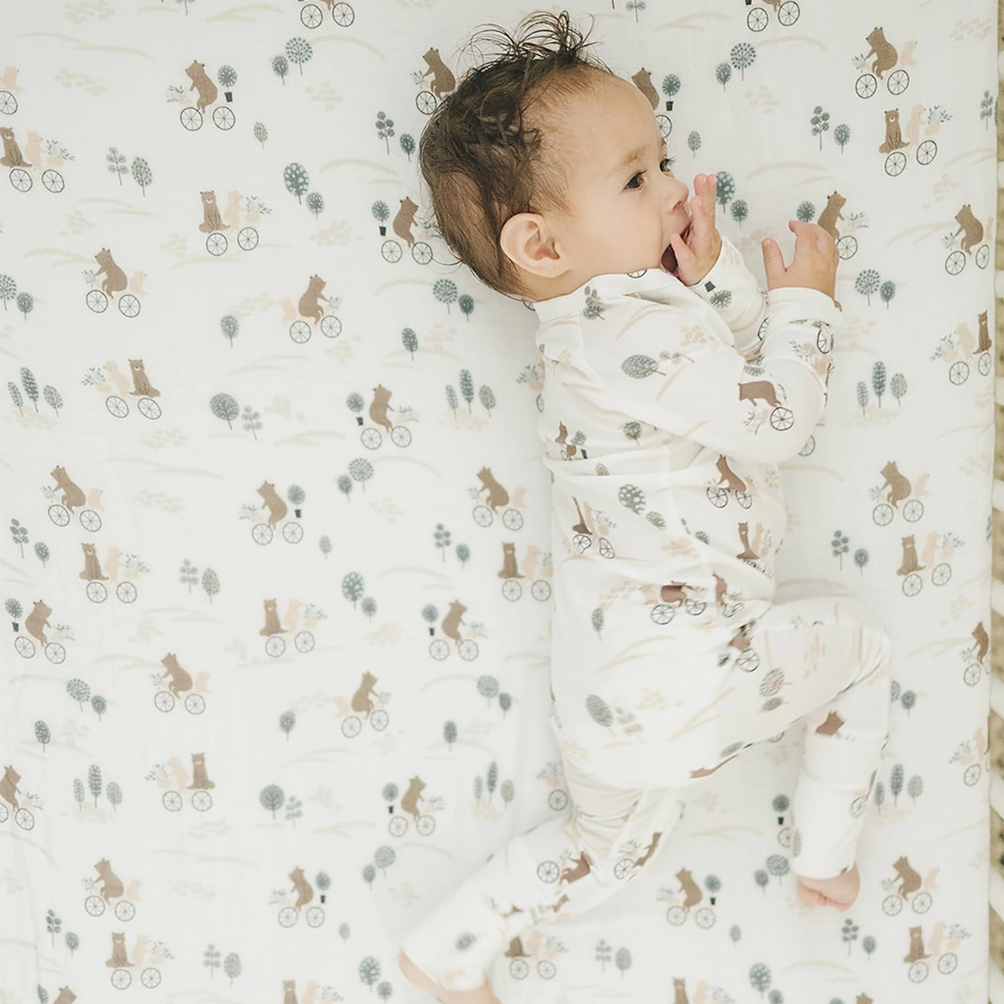 Drap Contour pour Lit de Bébé - Mousseline Bambou Ours - Image 4