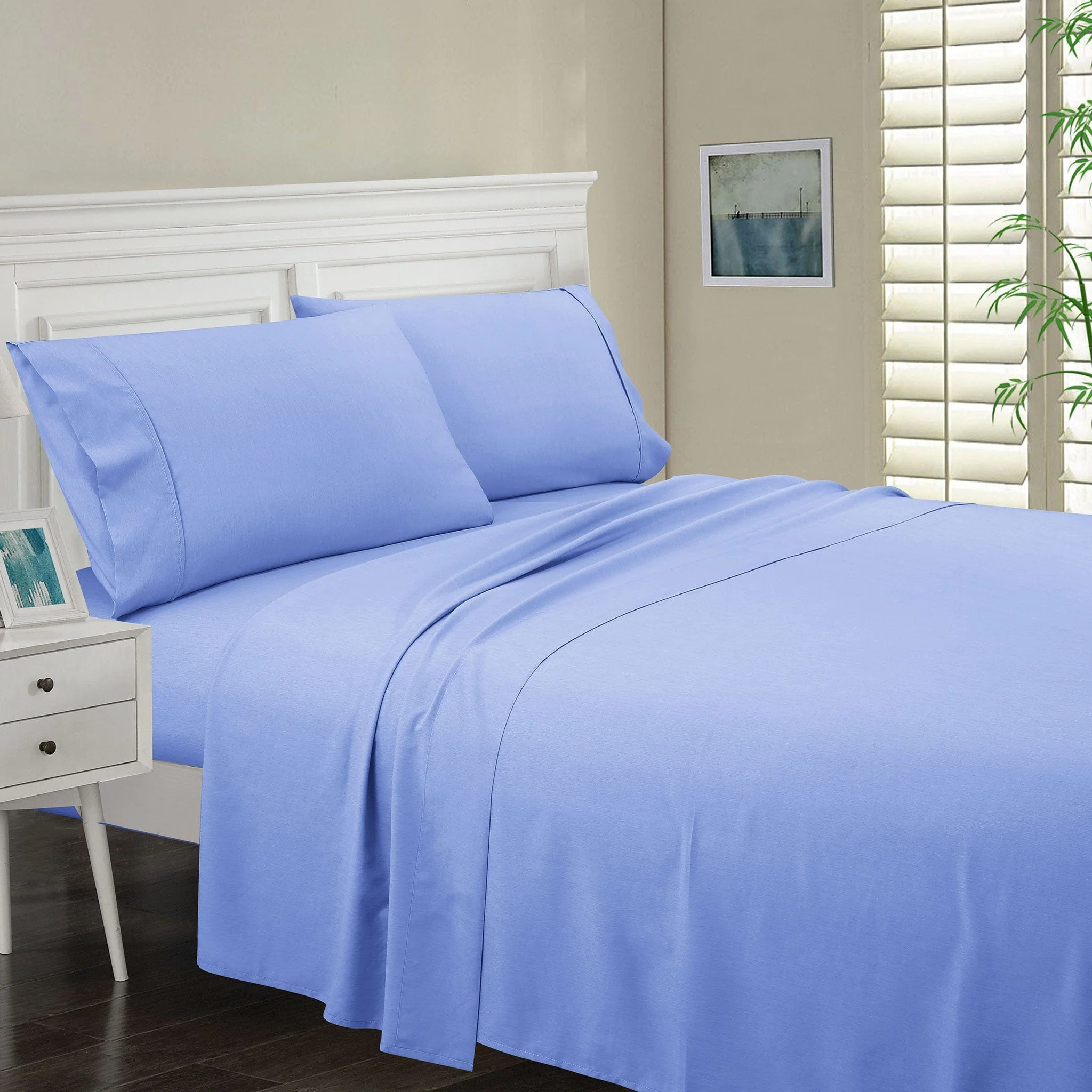 Ensemble Draps en Bambou Lit Double - Bleu - Image 3
