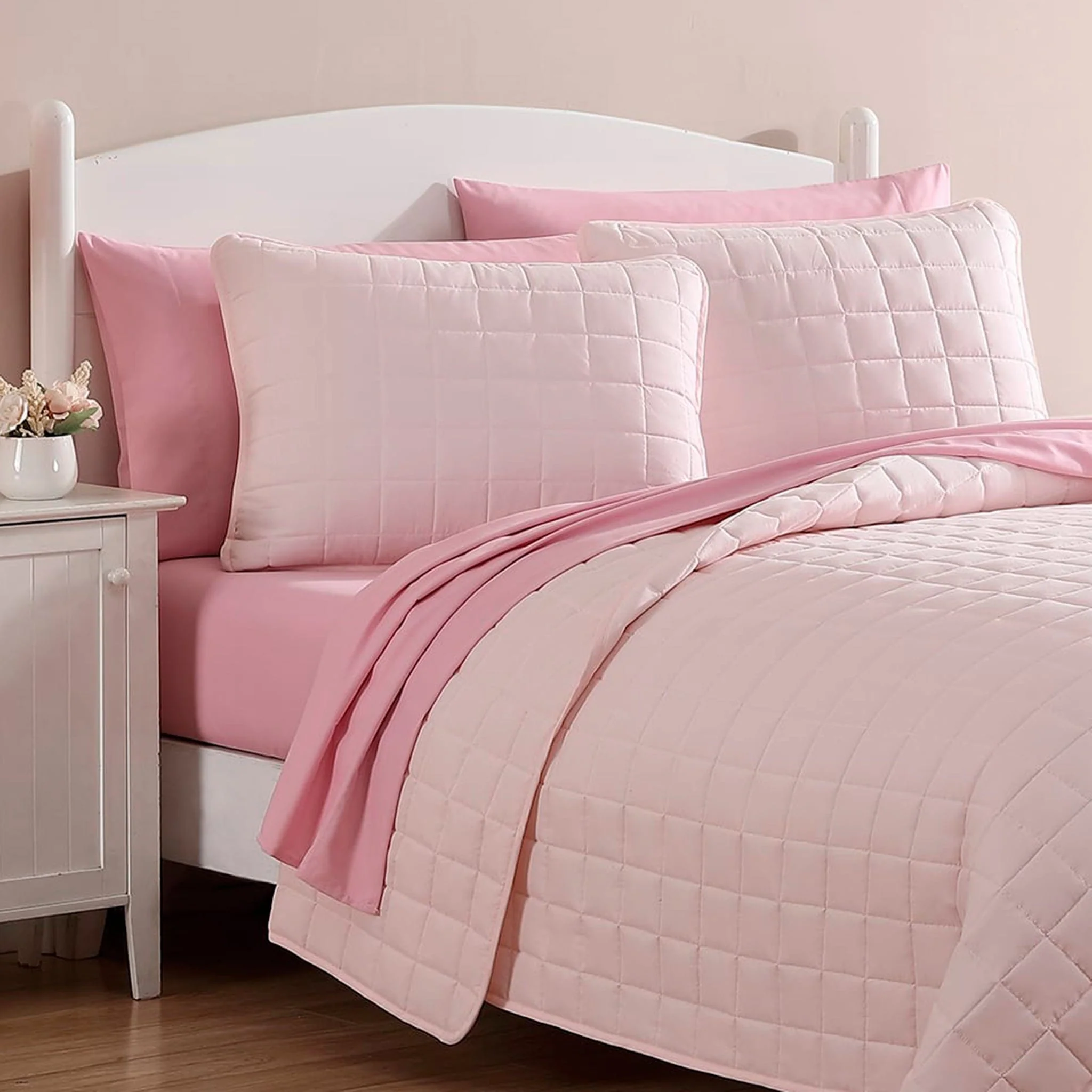 Ensemble Draps Lit Double - Rose - Image 6