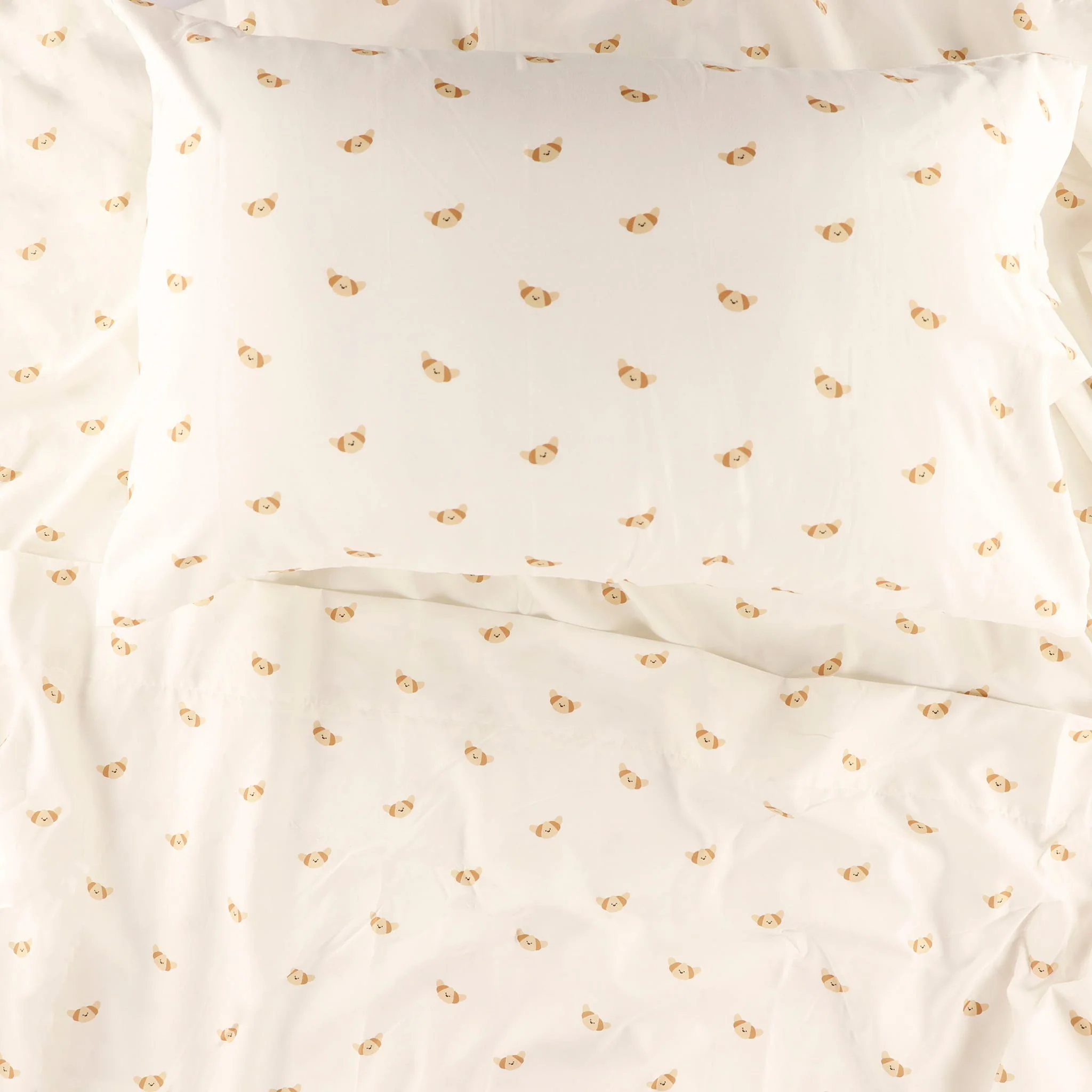 Ensemble Draps pour Lit Simple - Croissants
