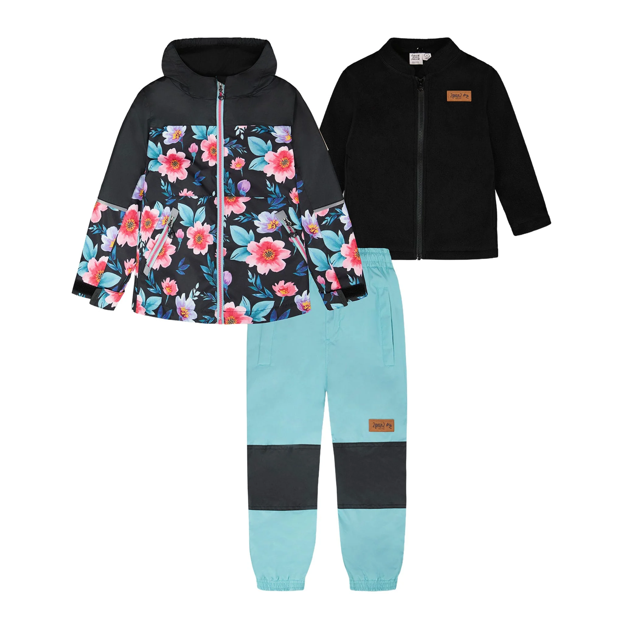 Ensemble Extérieur 3-en-1 Fleurs 7-12ans