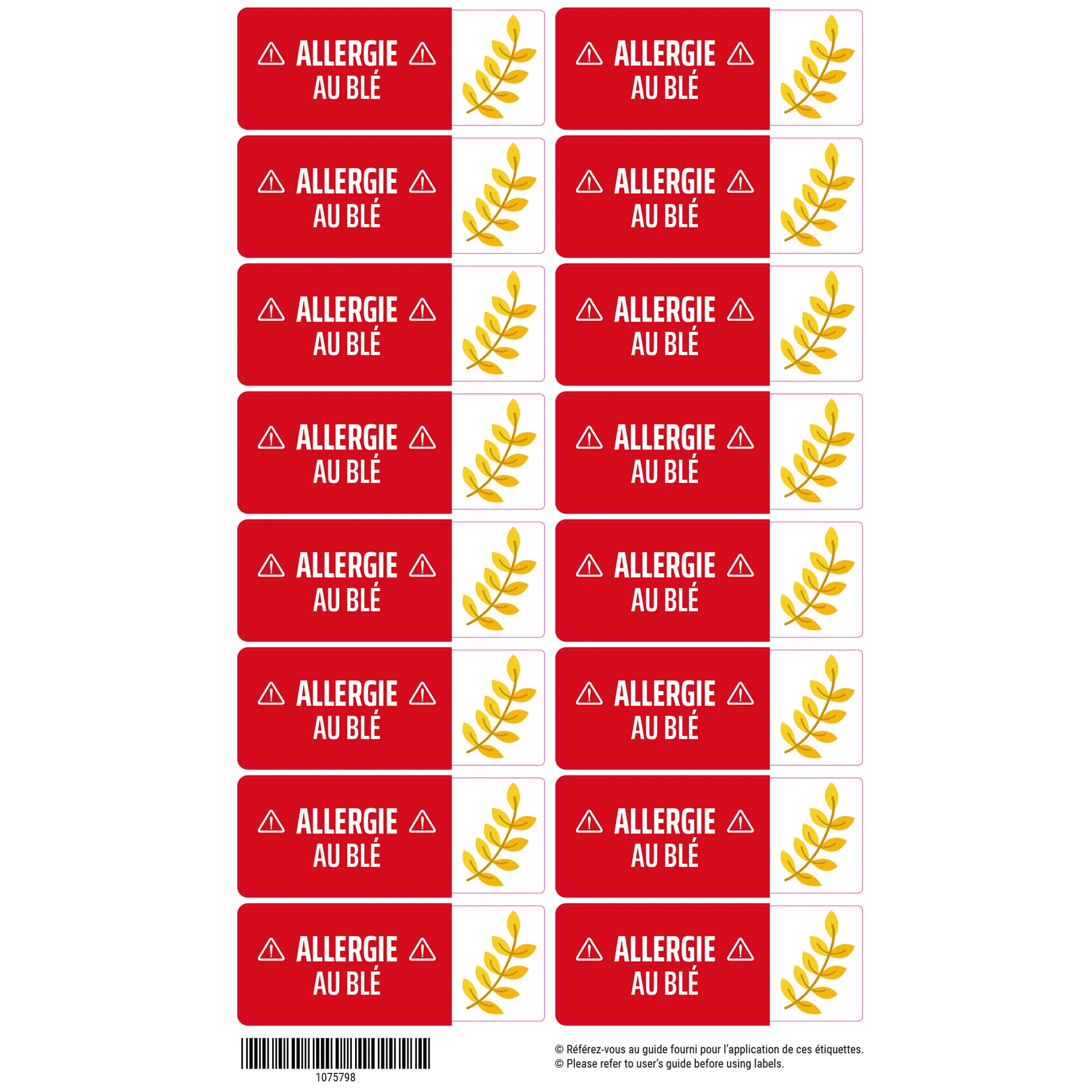 Étiquettes Allergie - Blé - Image 3